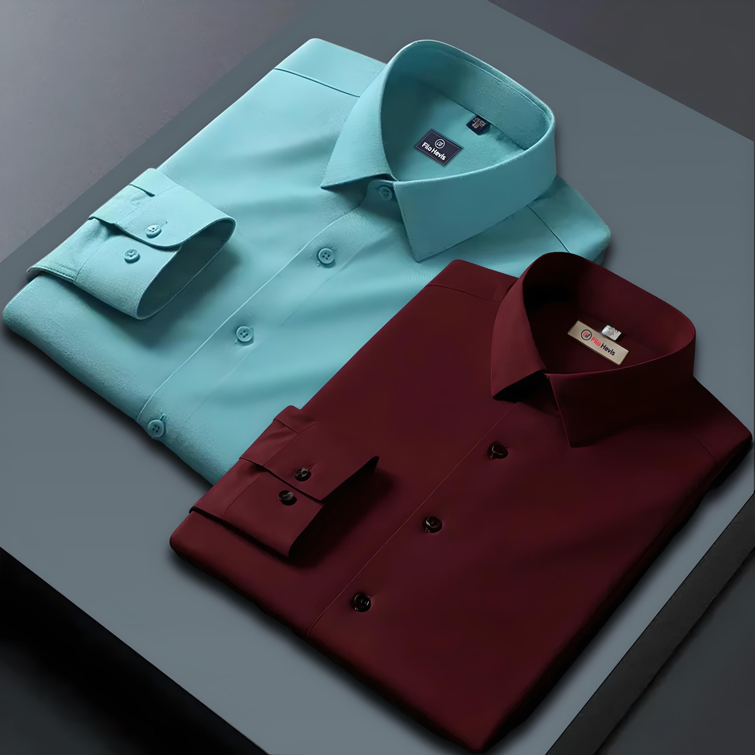 Combo of 2 Formal shirts Sea Green & Maroon Colour