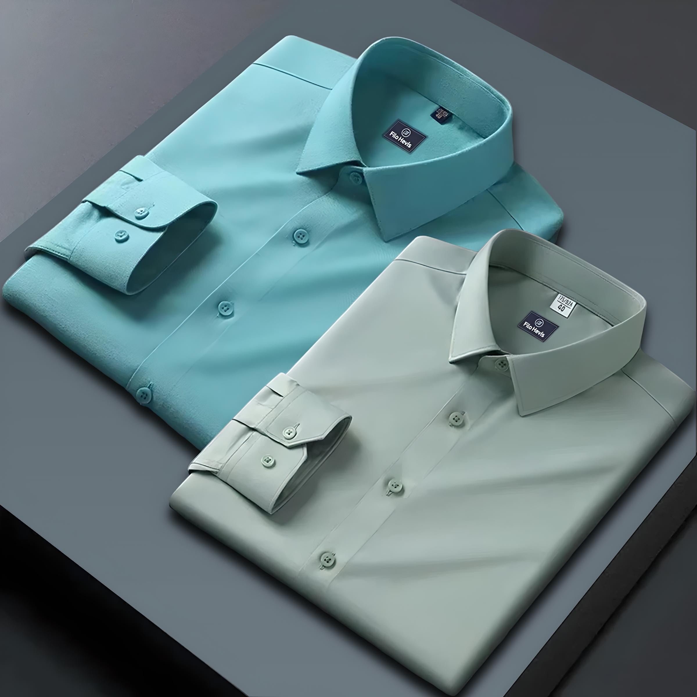 Combo of 2 Formal shirts Sea Green & Pista Green Colour