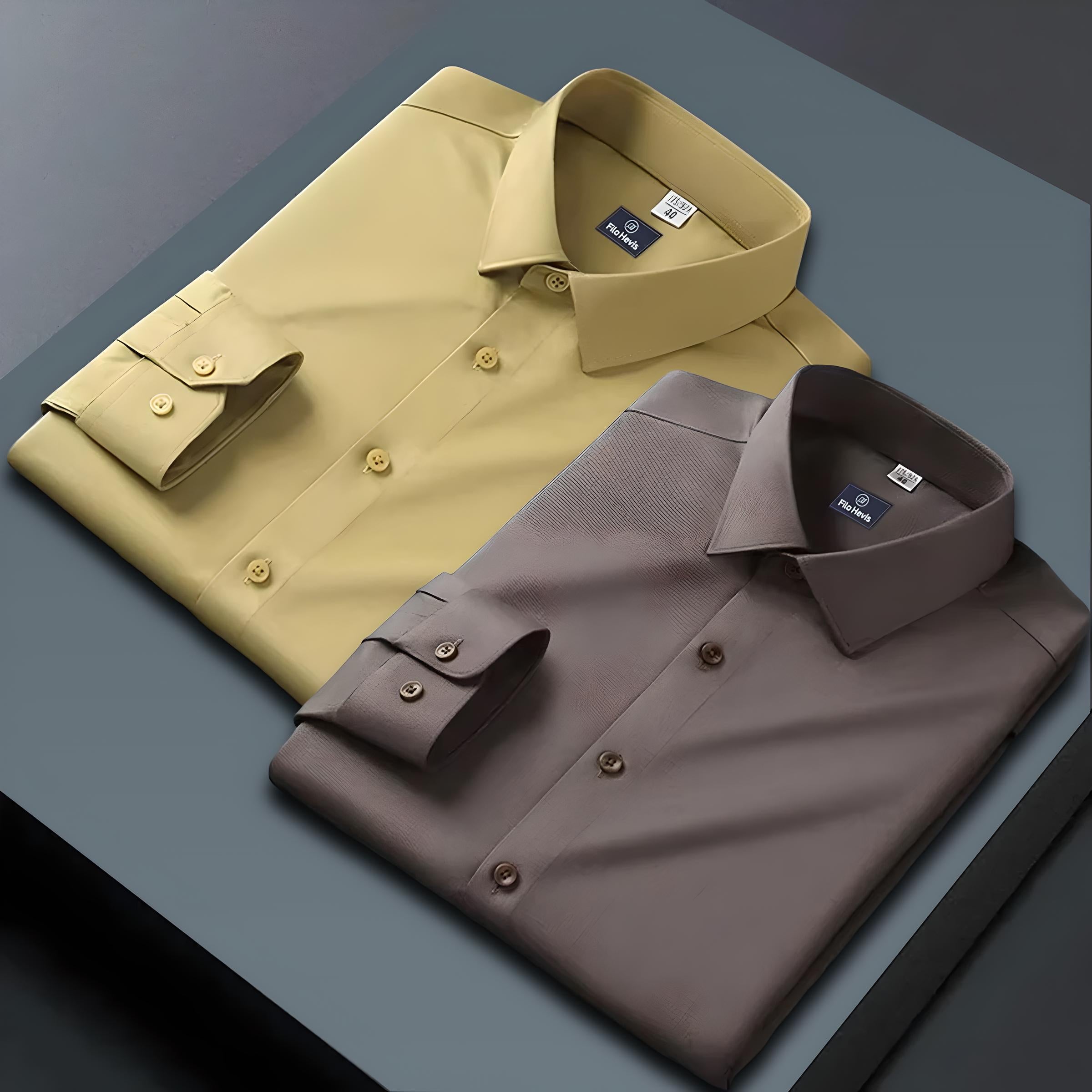 Combo of 2 Formal shirts Yellow & Brown Colour