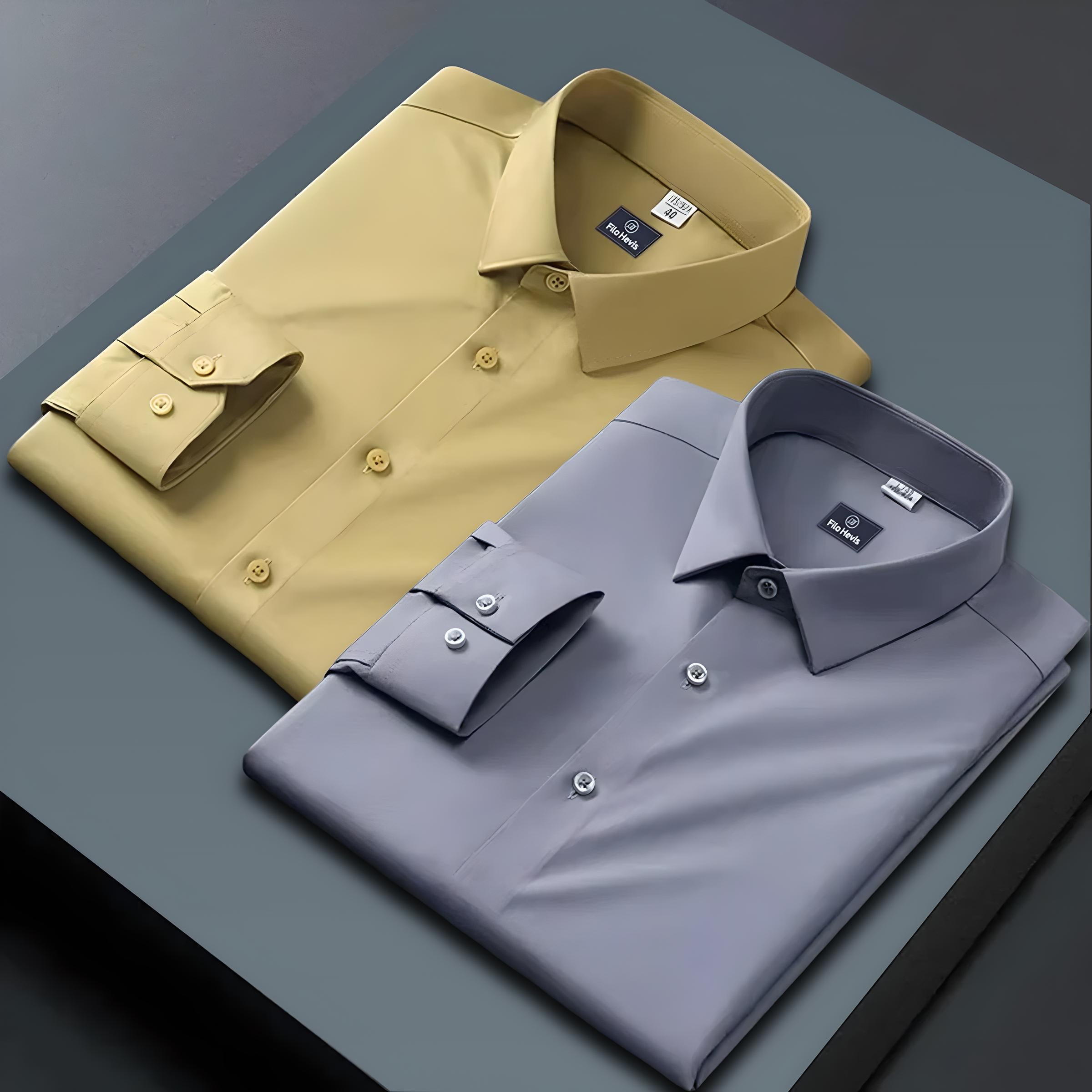 Combo of 2 Formal shirts Yellow & Light Grey Colour