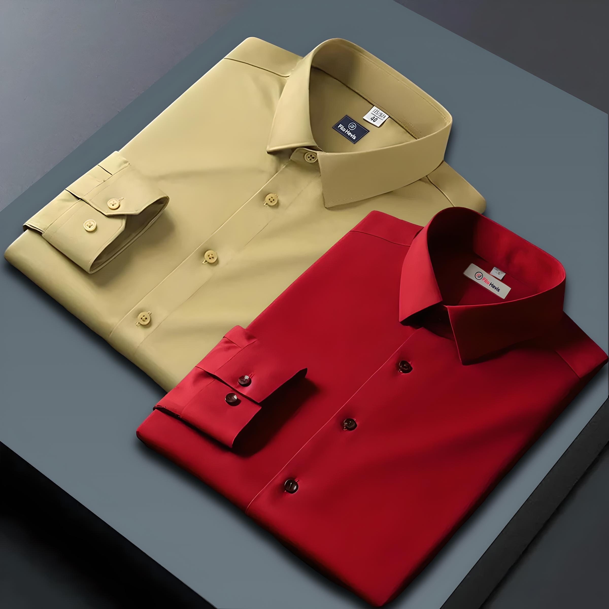 Combo of 2 Formal shirts Yellow & Red Colour