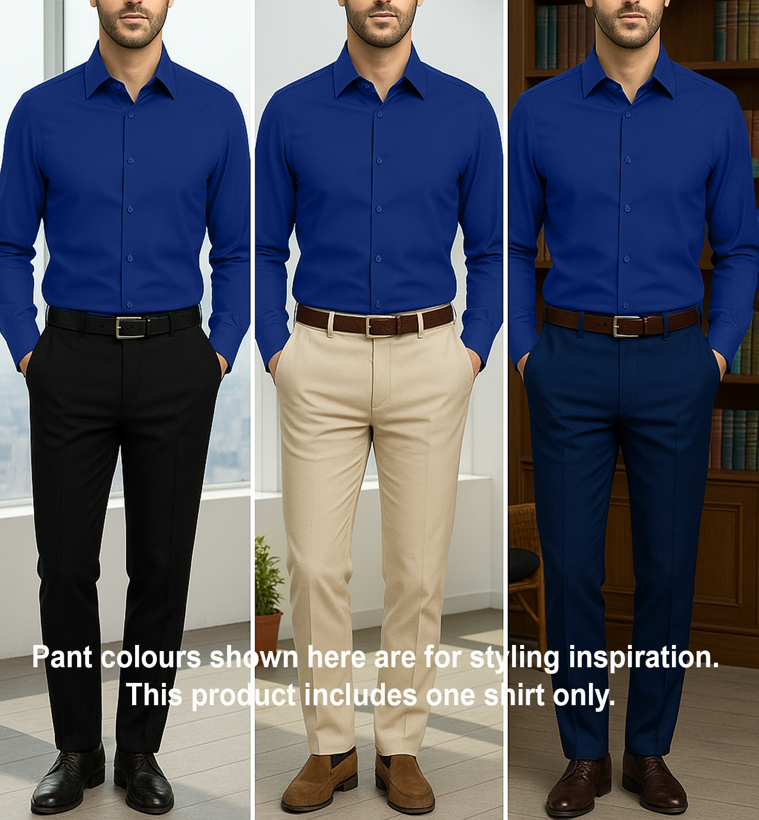 Men's Satin Lycra formal  Full Sleeve shirt Royal Blue