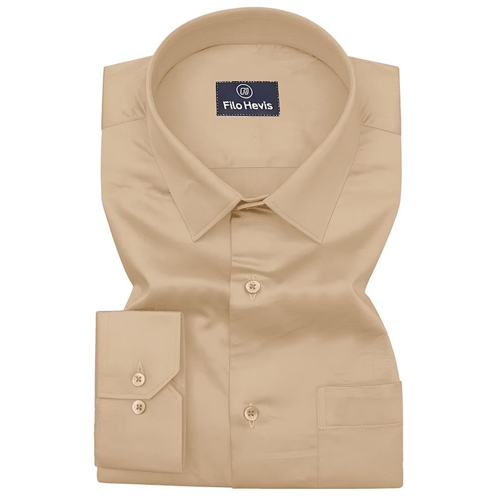 Single pocket 100% cotton formal shirts - Cream