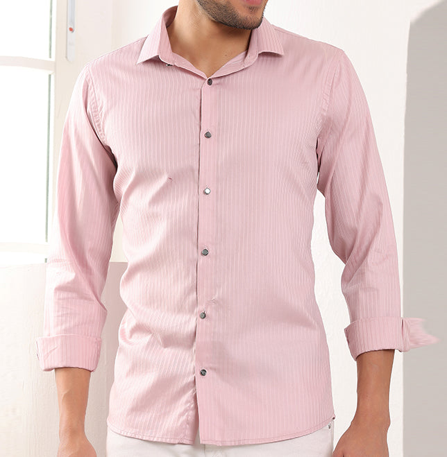 Self Stripes Formal Shirt Light Pink color