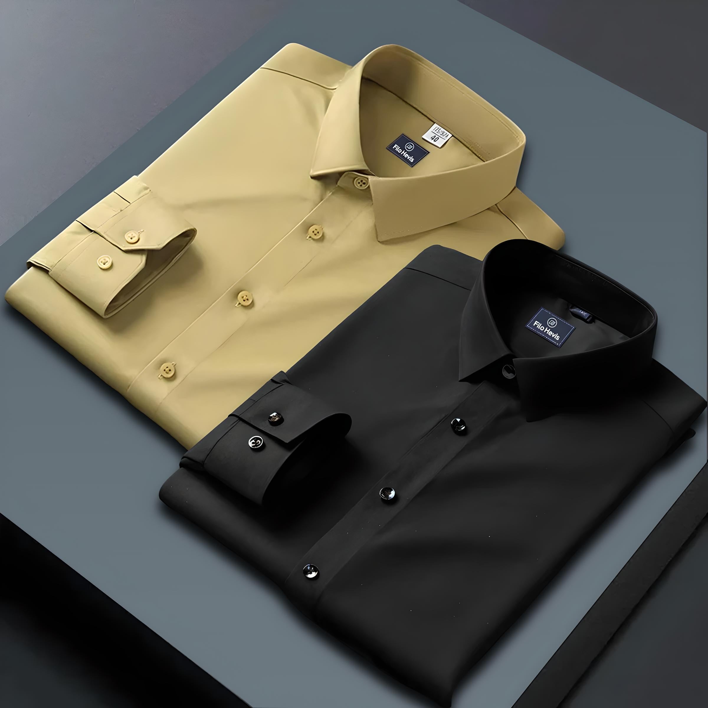 Combo of 2 Formal shirts Yellow & Black Colour