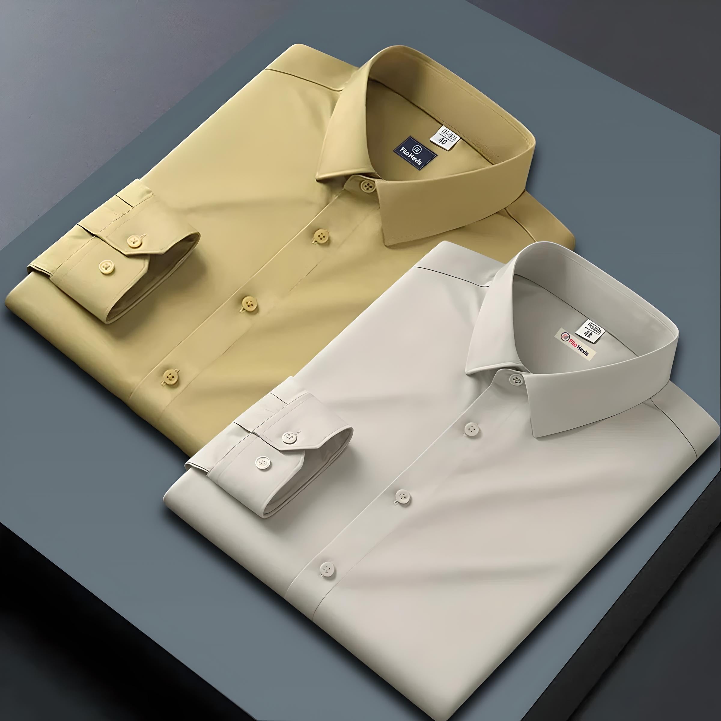 Combo of 2 Formal shirts Yellow & Cream Colour