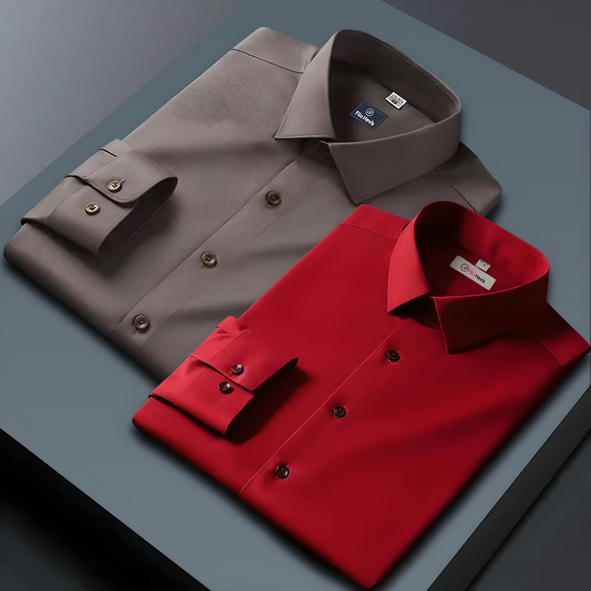 Combo of 2 Formal shirts Brown & Red Colour