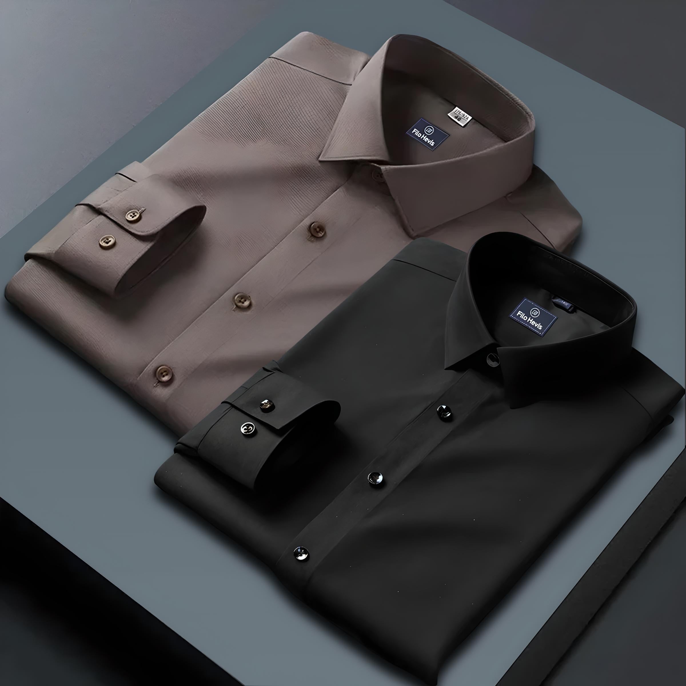 Combo of 2 Formal shirts Brown & Black Colour