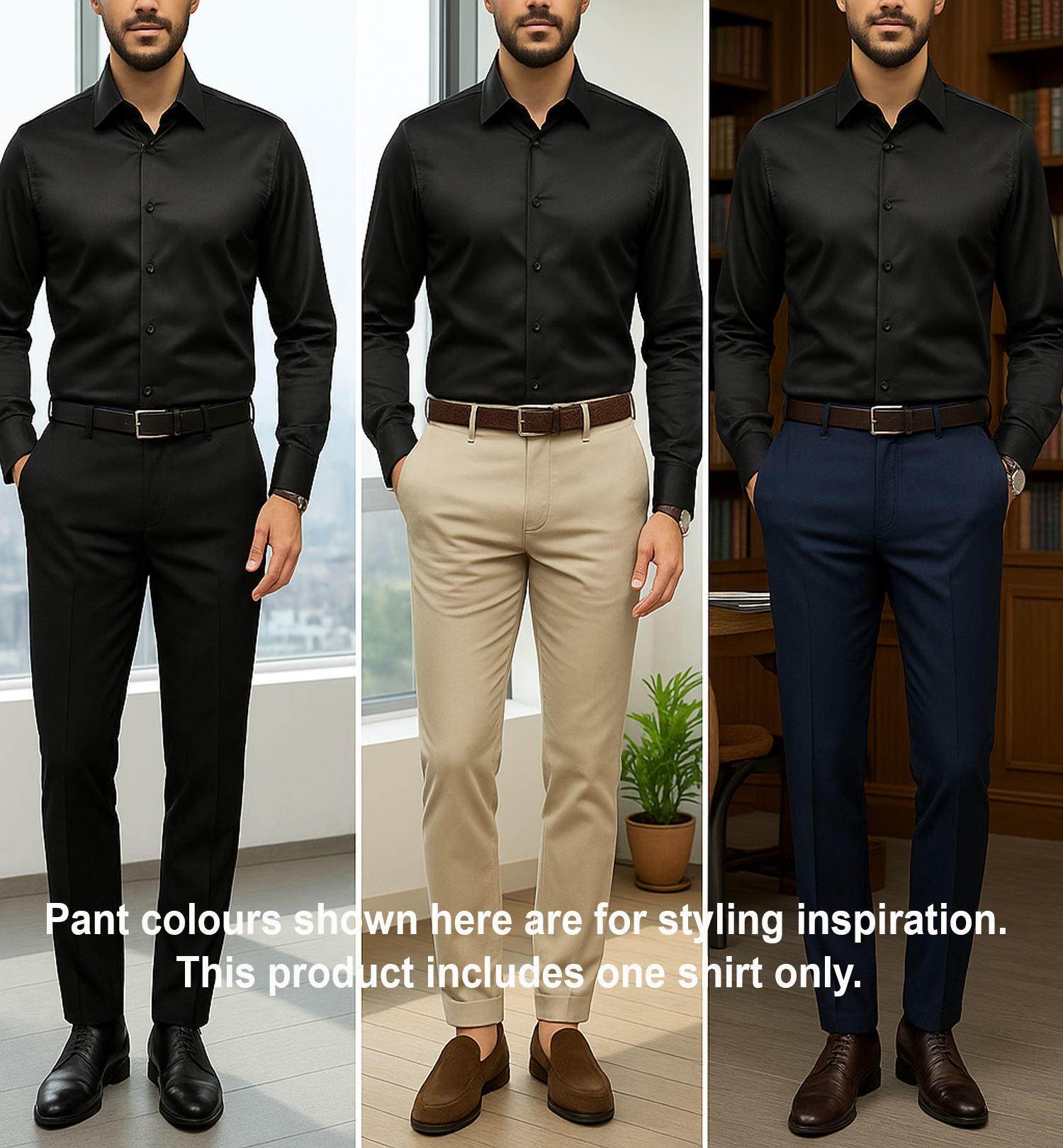 Men's Satin Lycra formal  Full Sleeve shirt Black