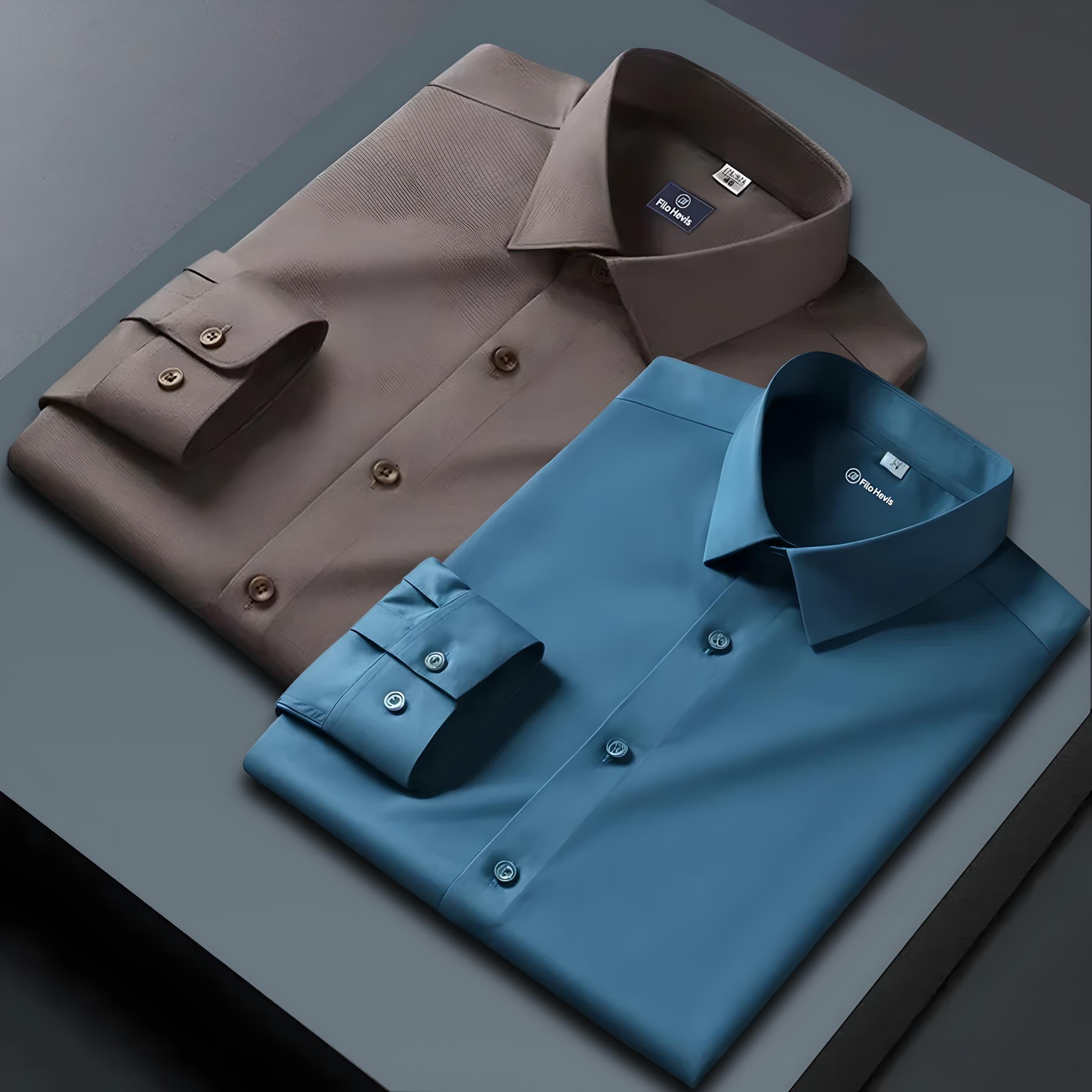 Combo of 2 Formal shirts Brown & Teal Blue Colour