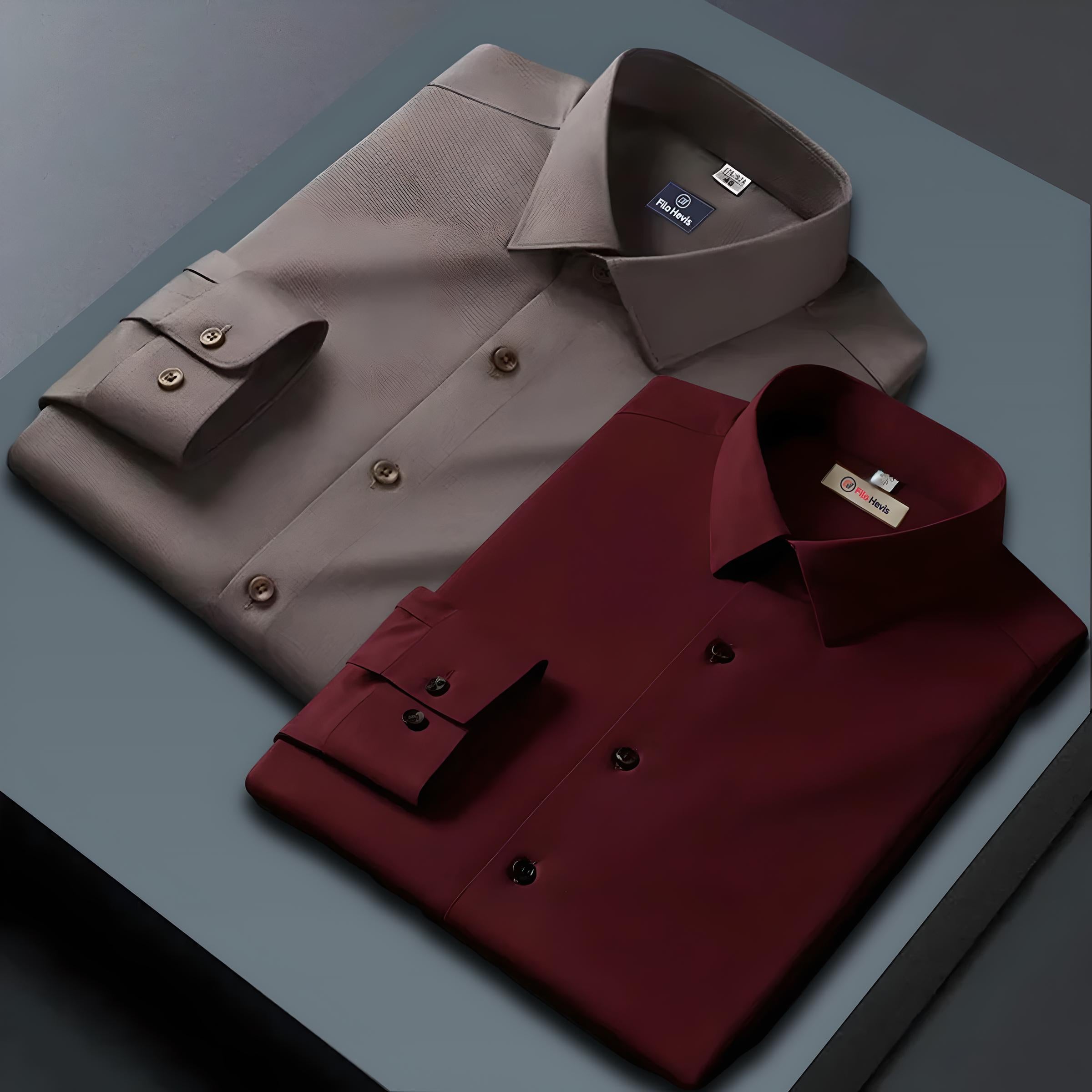 Combo of 2 Formal shirts Brown & Maroon Colour