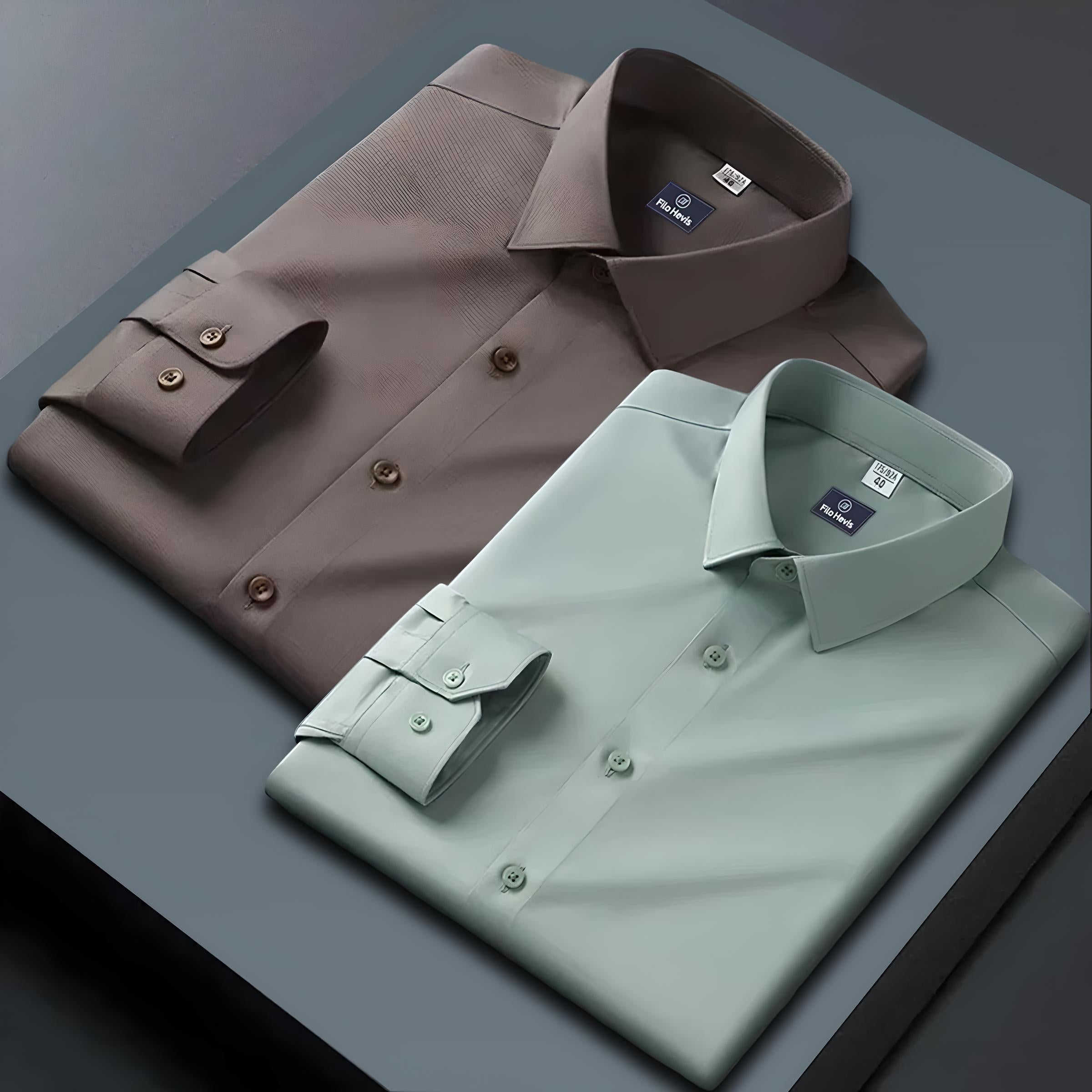 Combo of 2 Formal shirts Brown & Pista Green Colour