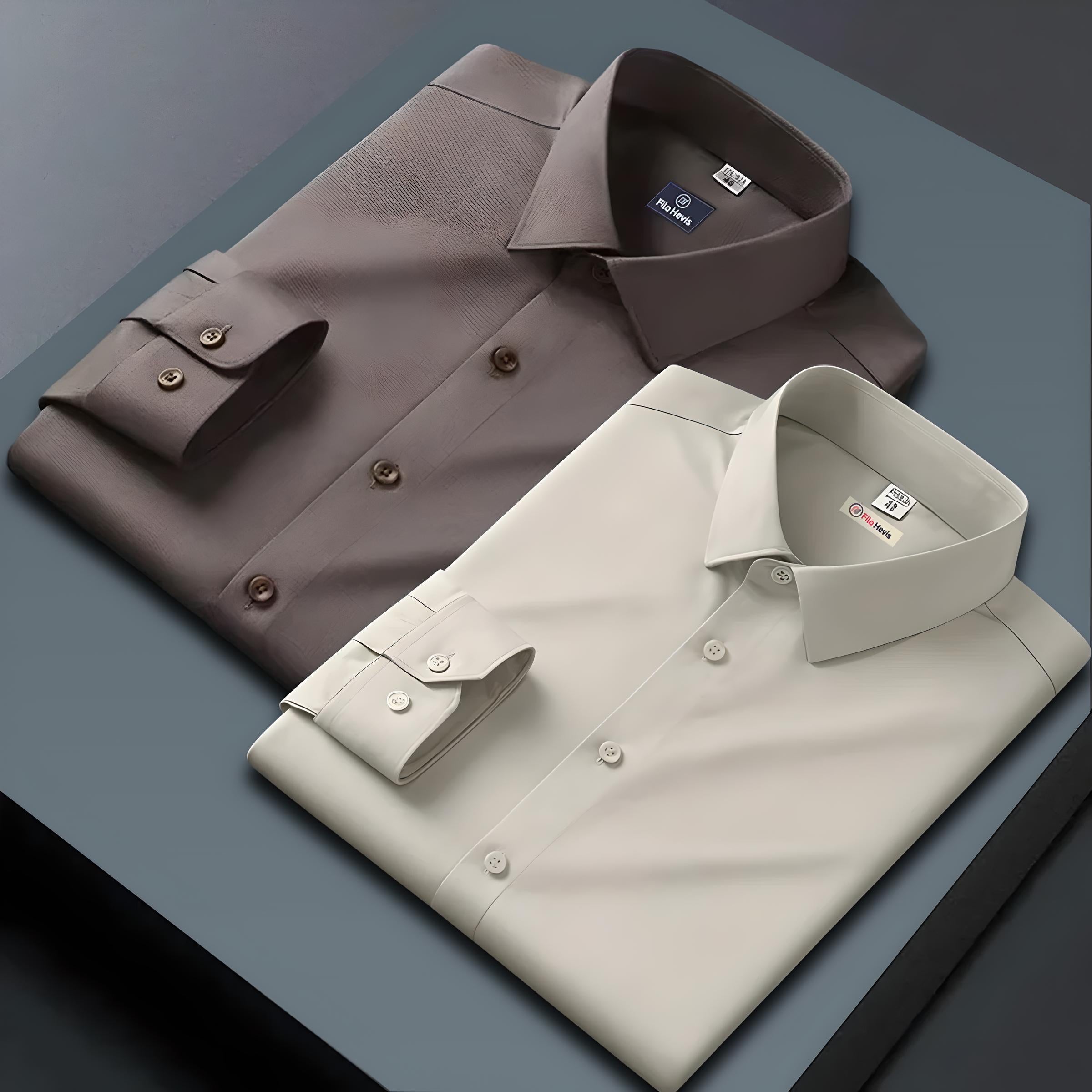 Combo of 2 Formal shirts Brown & Cream Colour