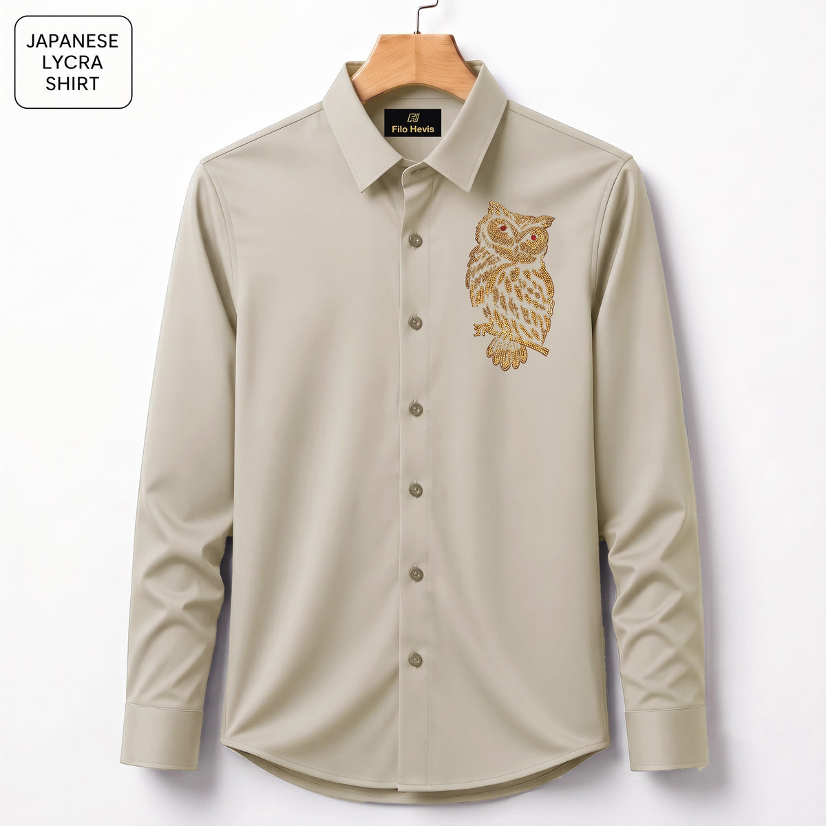 Owl Embroidery Party Shirts | Club Wear | Cream