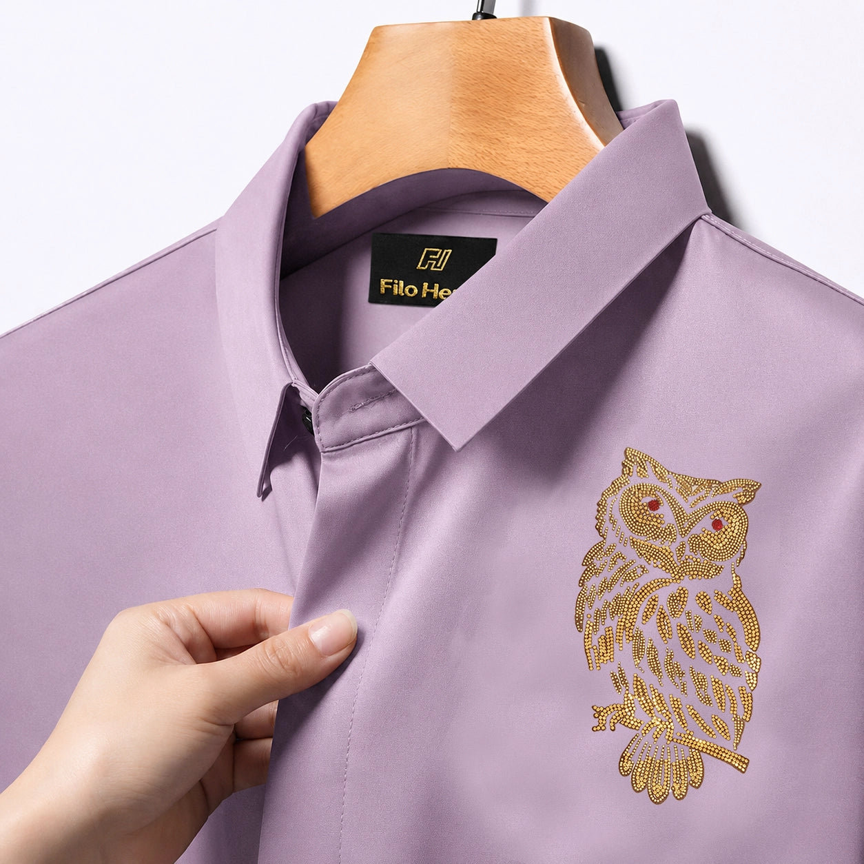 PARTY SHIRTS FOR MEN | PREMIUM SHIRTS | CLUB SHIRTS OWL Embroidery-Onion