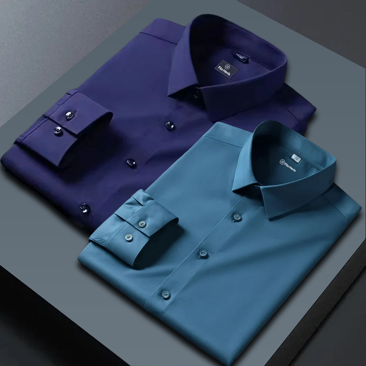 Combo of 2 Formal shirts Navy Blue & Teal Blue Colour