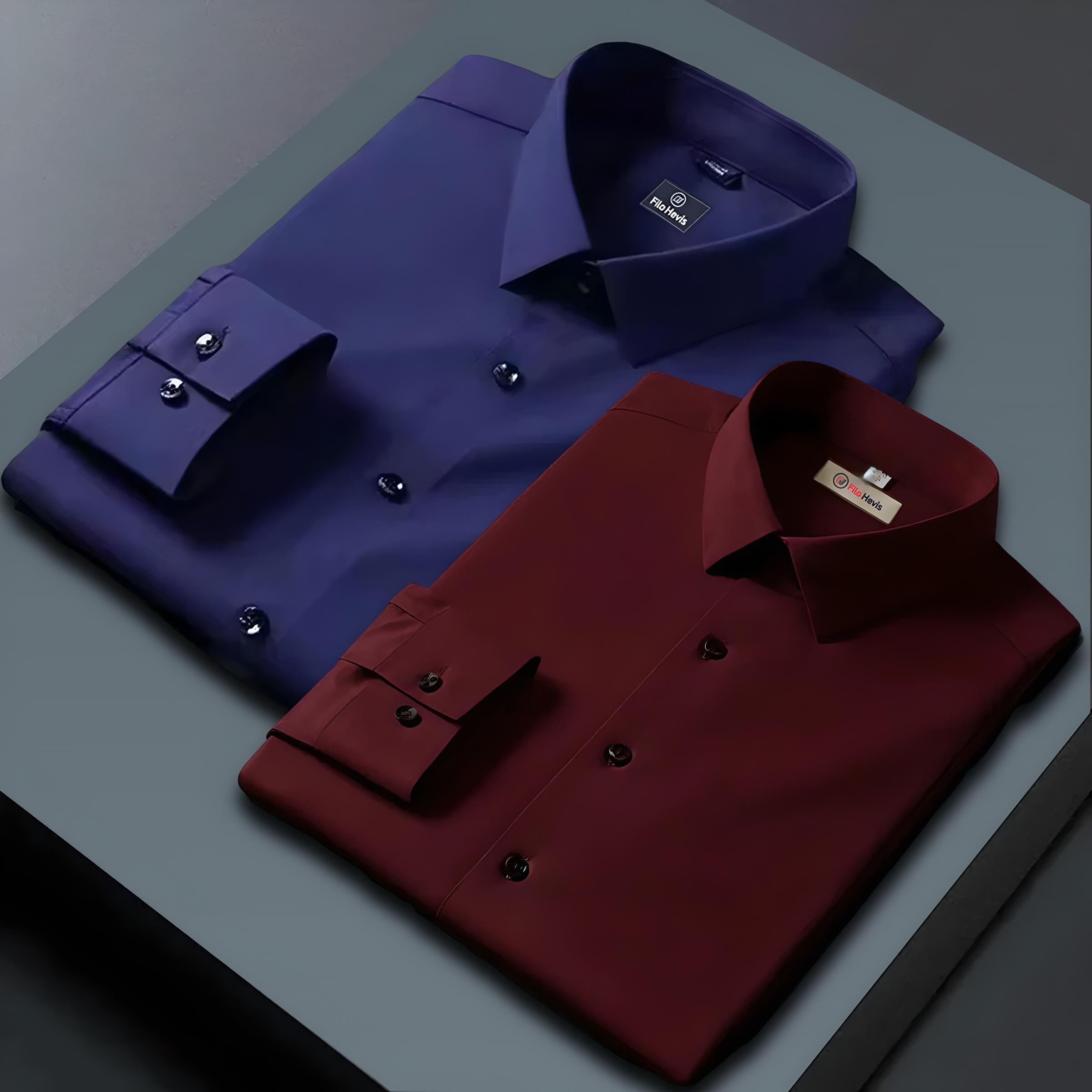 Combo of 2 Formal shirts Navy Blue & Maroon Colour