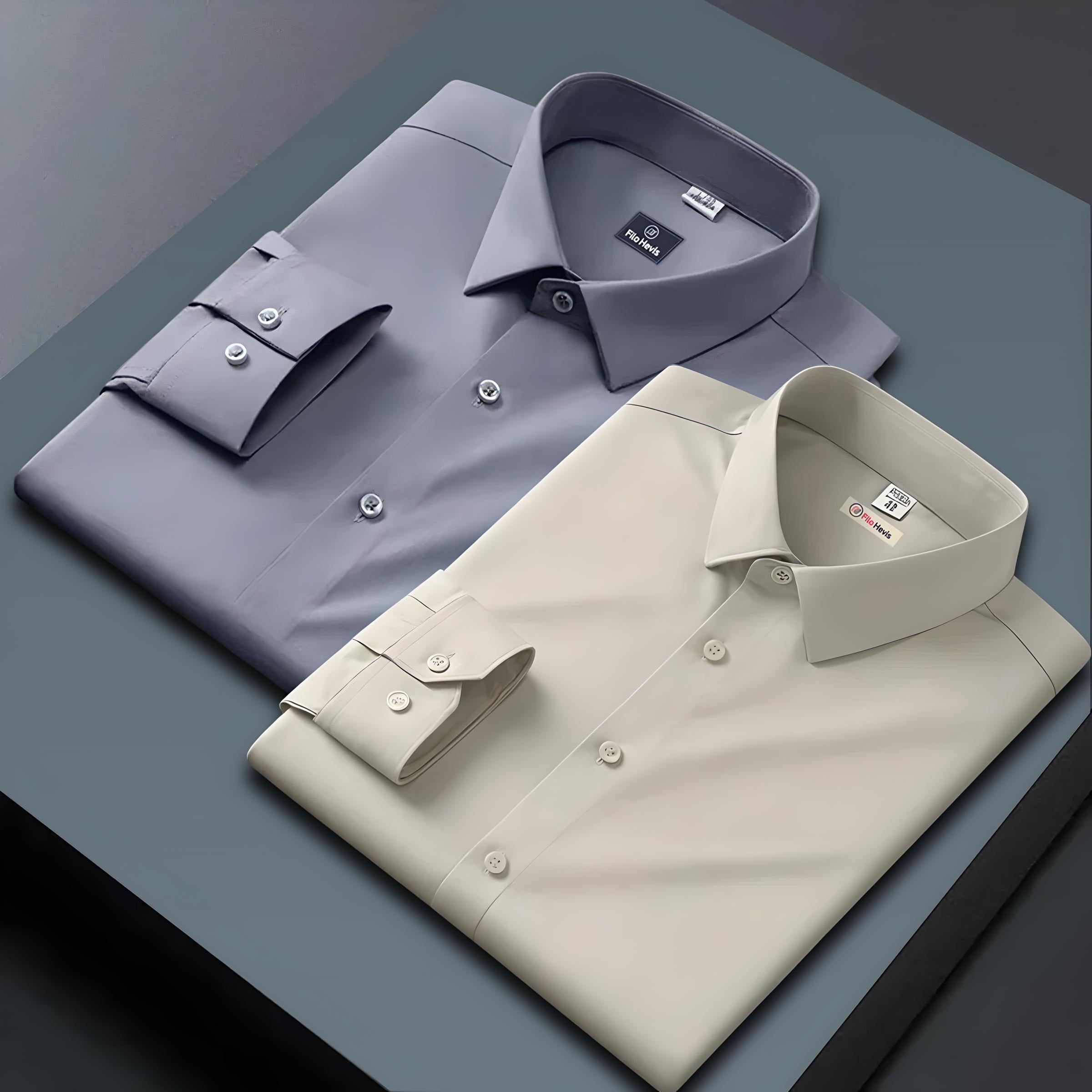 Combo of 2 Formal shirts Light Grey & Cream Colour