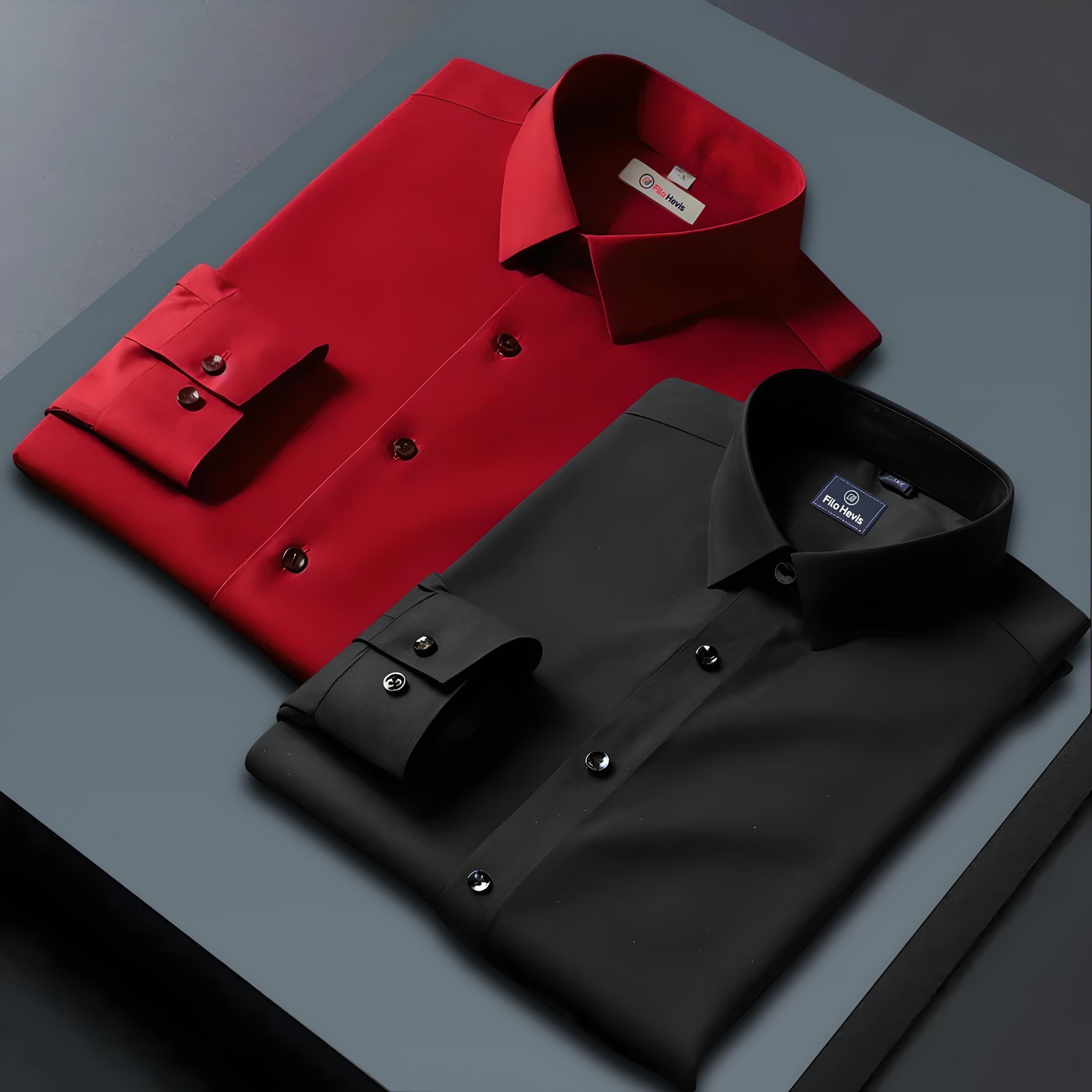 Combo of 2 Formal shirts Red & Black Colour