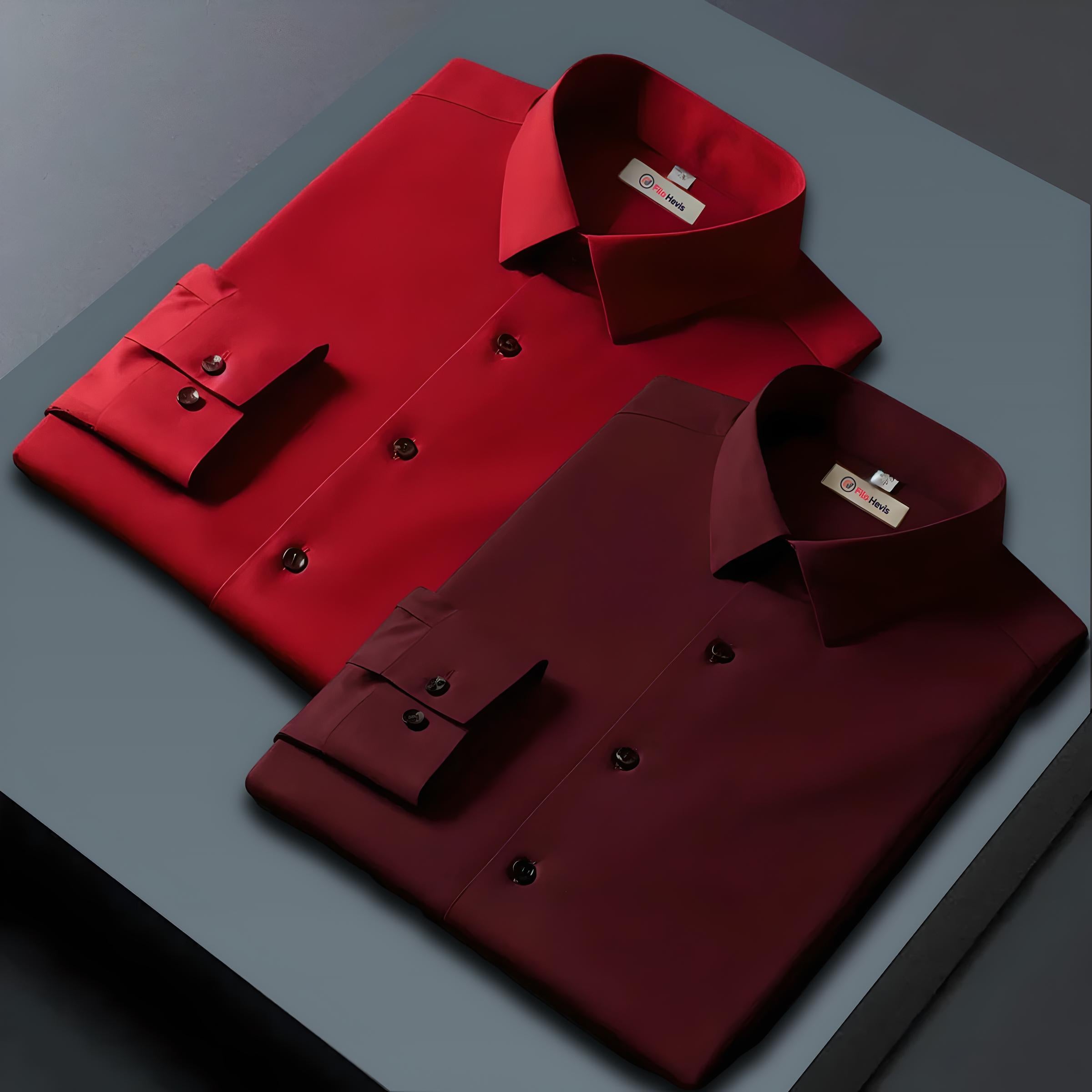 Combo of 2 Formal shirts Red & Maroon Colour