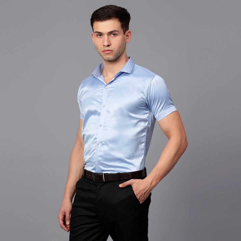 Satin Half Formal Shirt Sky Blue Color