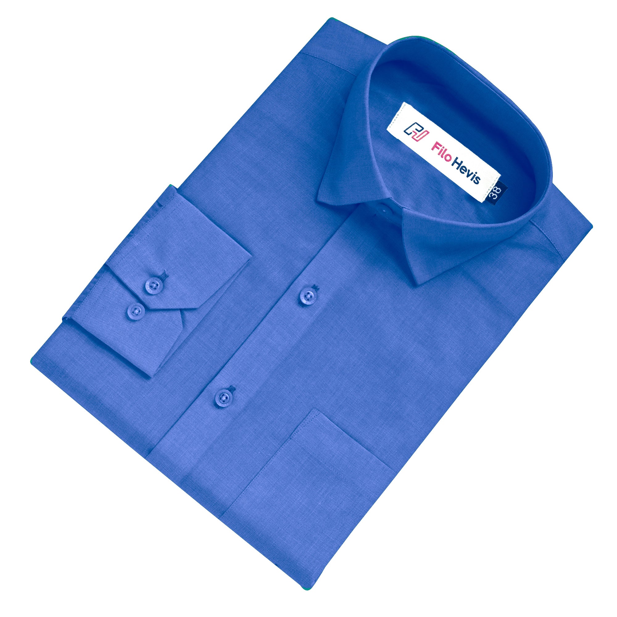 Filafil Fabric Regular Fit Single Pocket Formal Shirt Full Sleeve - Royal Blue