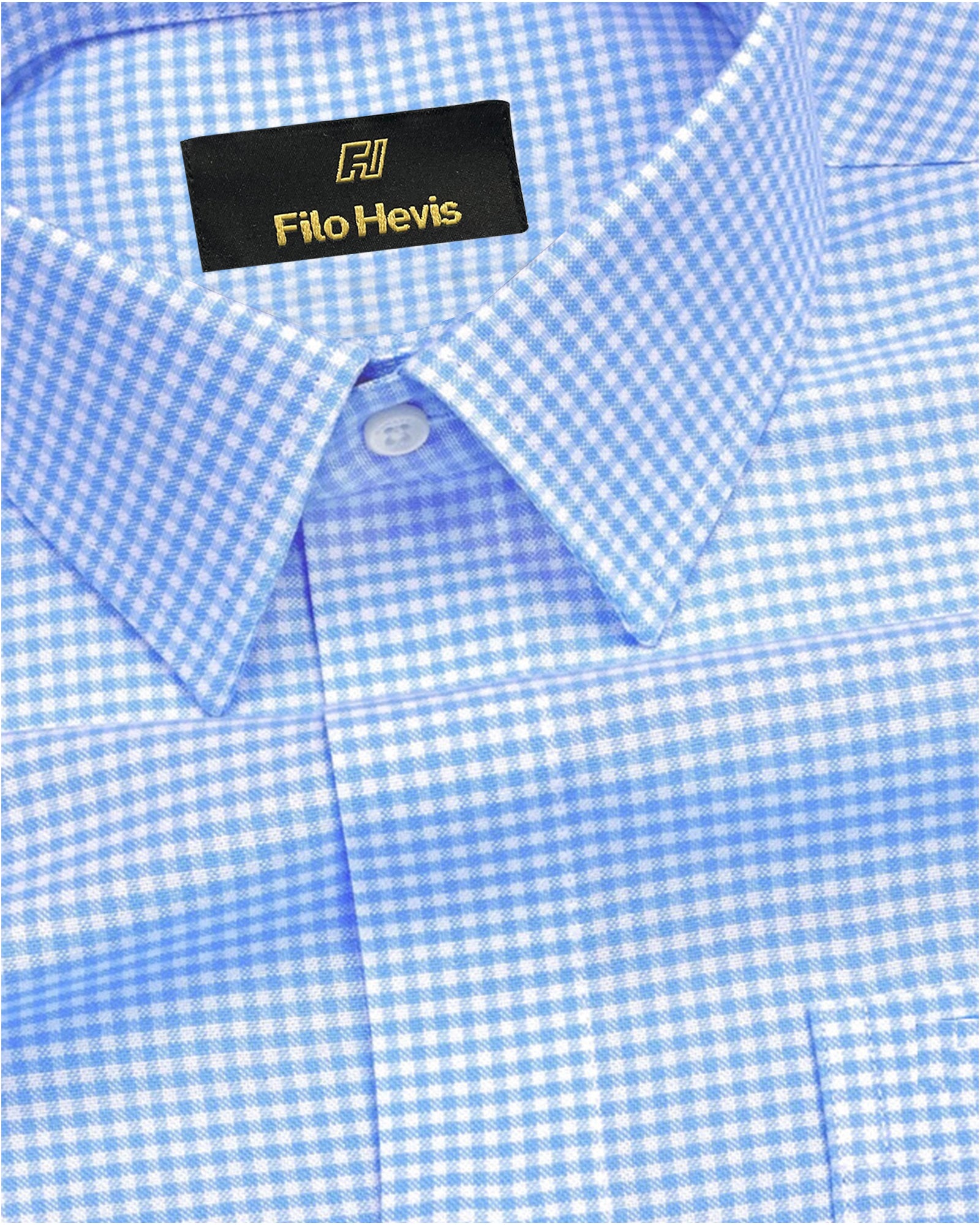 Men's Cotton Check Shirt-Sky Blue, Regular Fit, All-Day Comfort