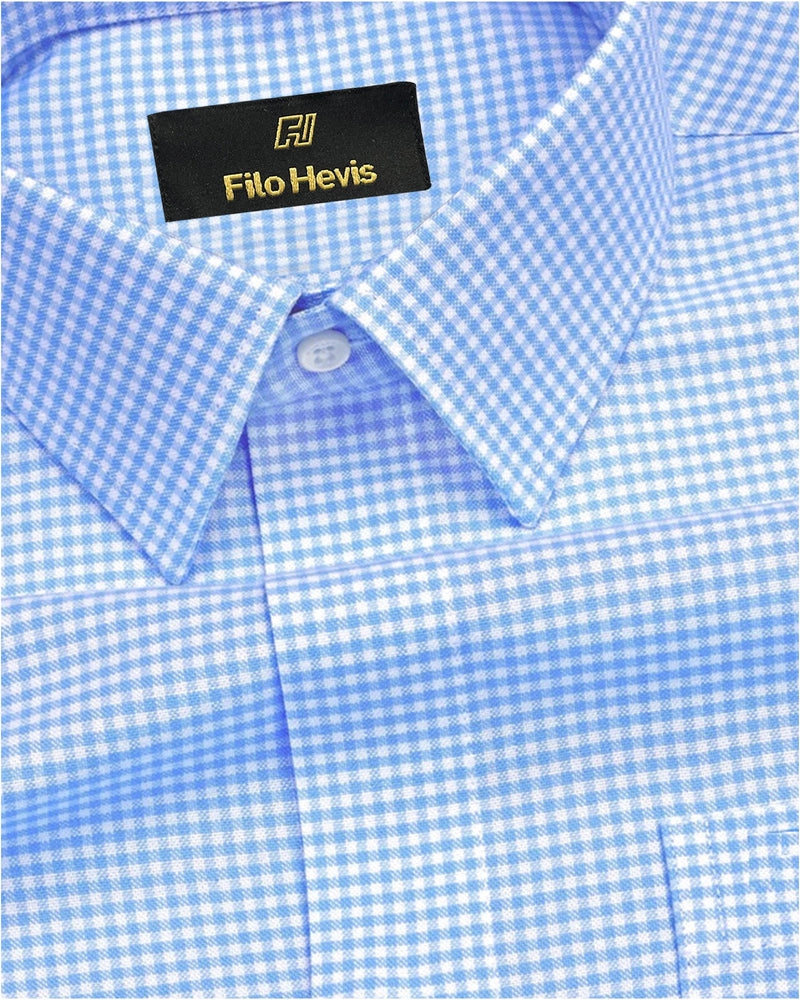 Oxford Cotton Check Shirt for Men |Slim fit | Sky Blue