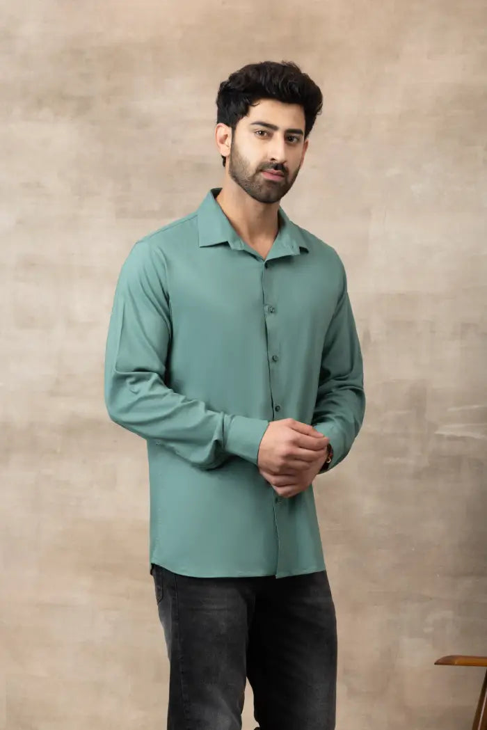 Men Classic Soft Stretchable Shirt- Mint Green