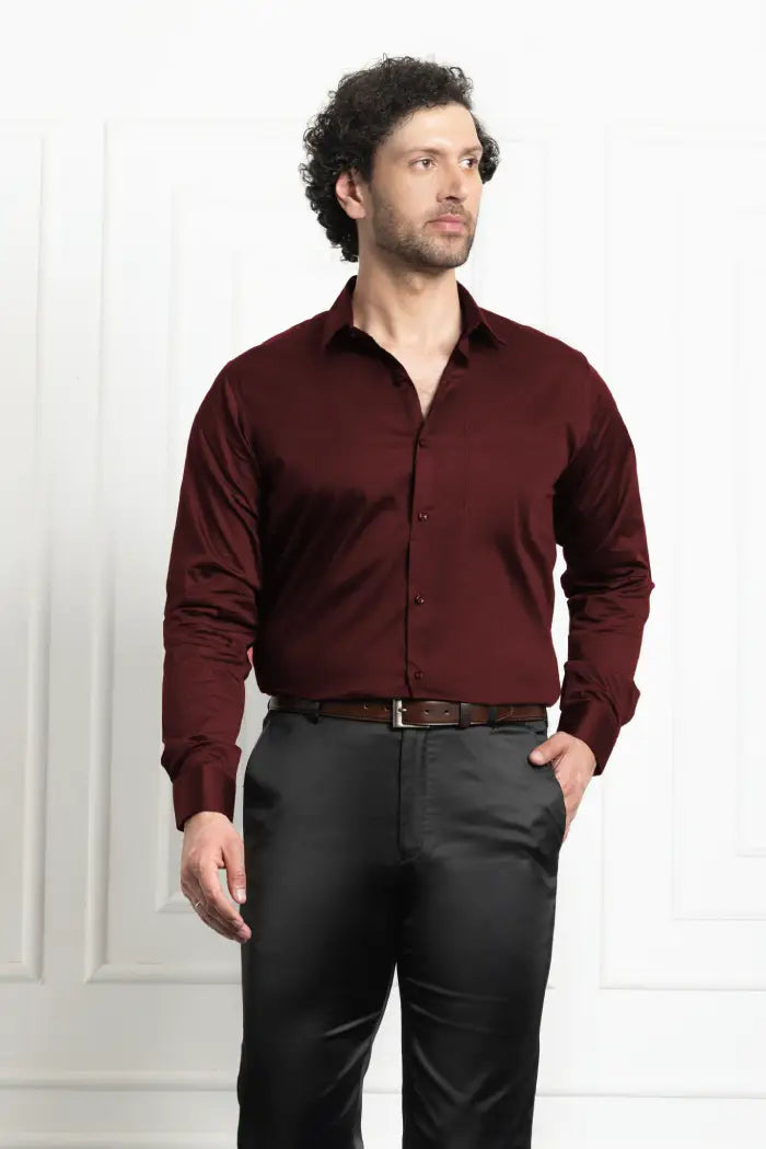 Single Pocket Formal Shirts - Maroon