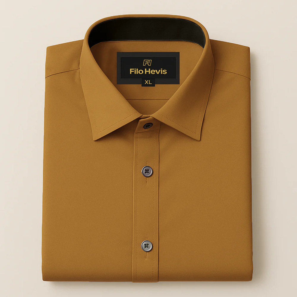 Men’s Contrast Collar & Cuff Formal Shirts | Signature Collection-Mustard-Yellow
