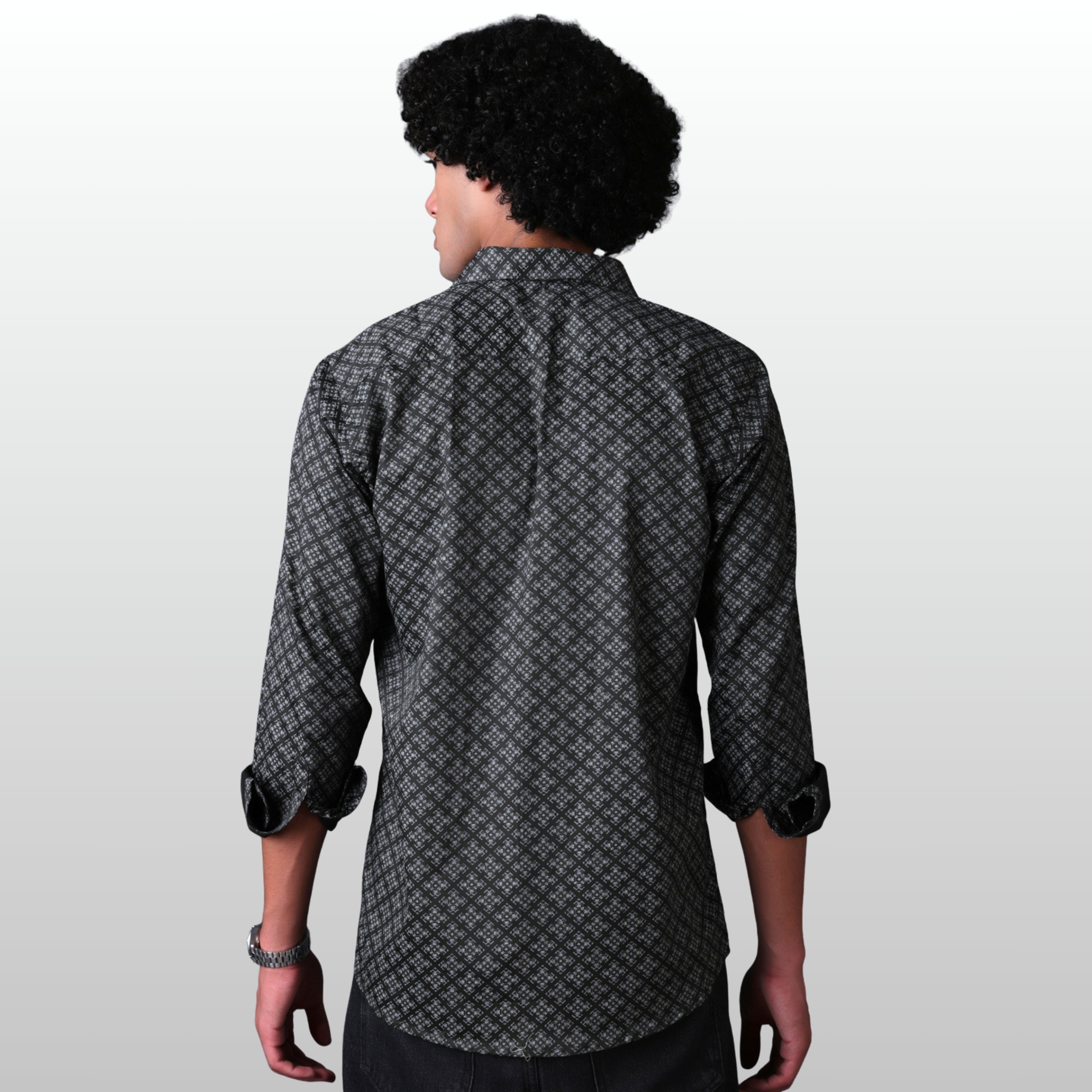 PRINTED SHIRTS | FORMAL & CASUAL SHIRTS FOR MEN | FILO HEVIS GEOMETRIC PRINTS SHIRT COLLECTION-Green