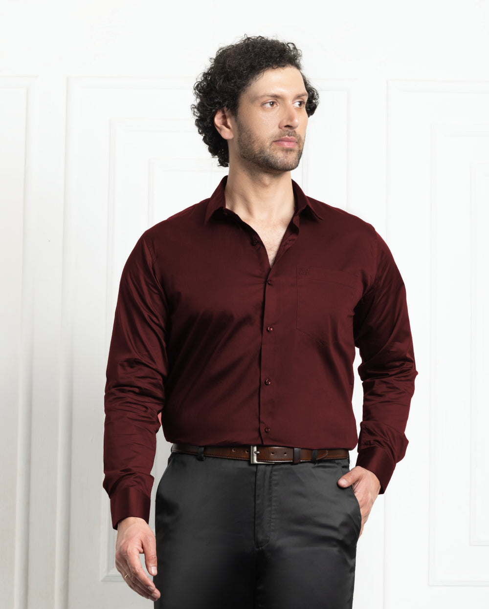 Single Pocket Formal Shirts - Maroon