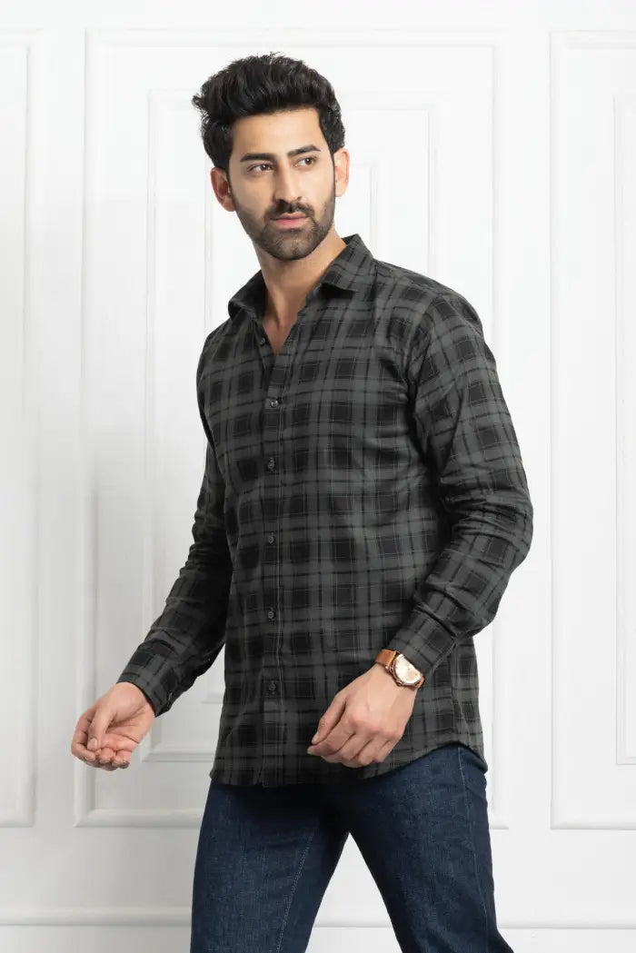 Check Regular Fit Cotton Pocket Shirt - Green