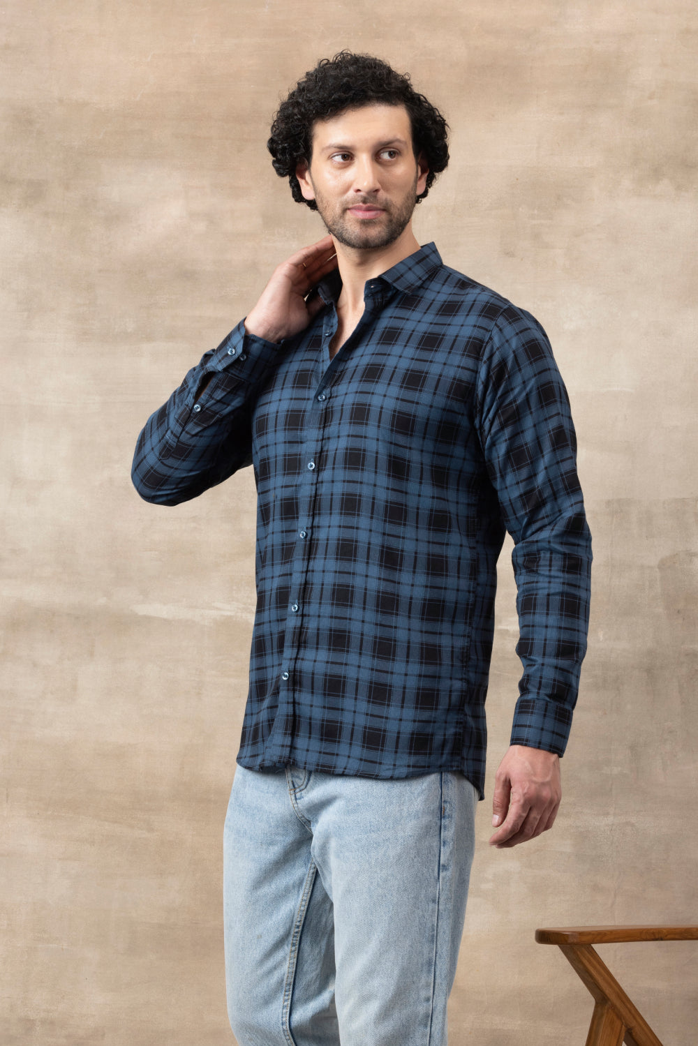 Check Regular Fit Cotton Shirt - Blue