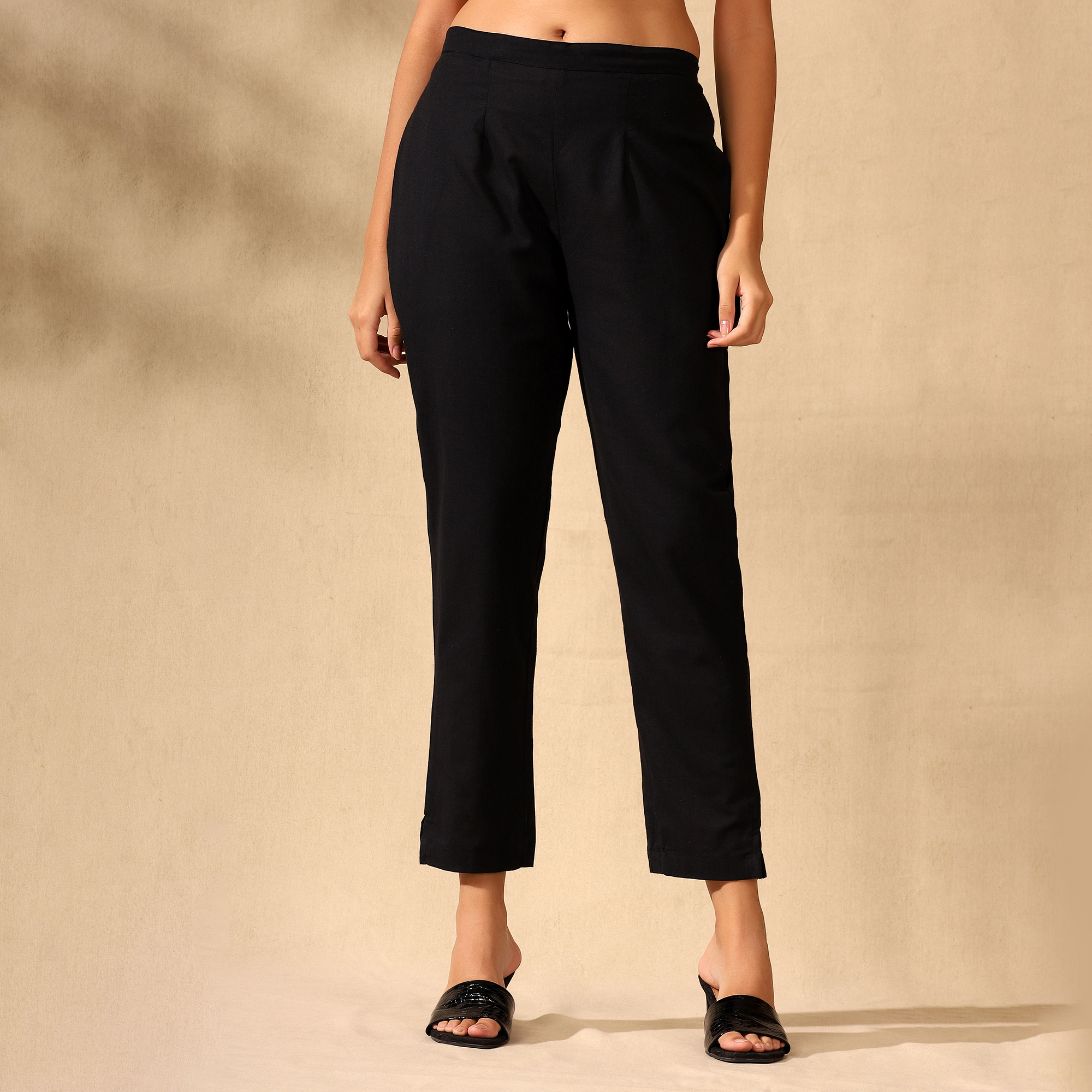 Embroidered Pure Cotton Shirt With Trousers Black Co-ord Set
