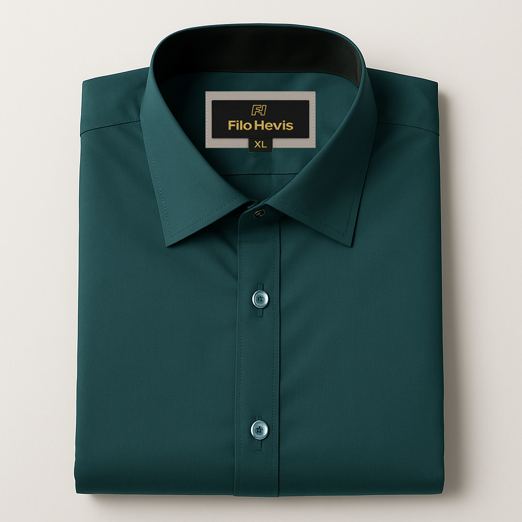 Men’s Premium Teal Green Shirt | Spread Collar | Comfort-Stretch Fabric | Contrast Inner Collar / Cuff