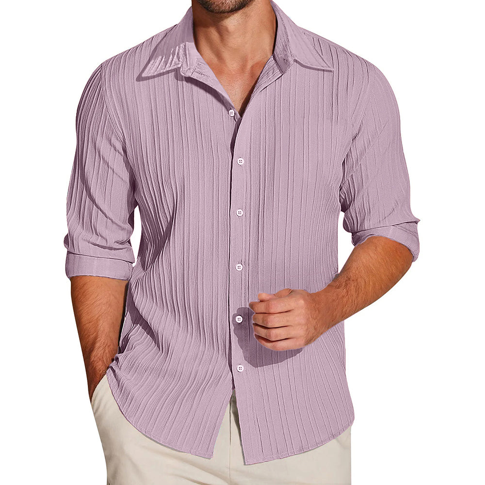 Crushed Self Stripe Light Pink Shirt