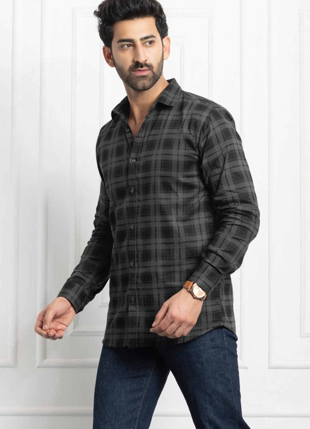 Check Regular Fit Cotton Shirt - Green