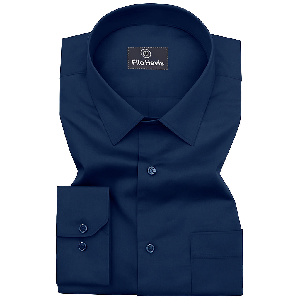 PLATINUM COTTON SATIN FORMAL SHIRT FOR MEN (Single Pocket)-Royal Blue (Dark)
