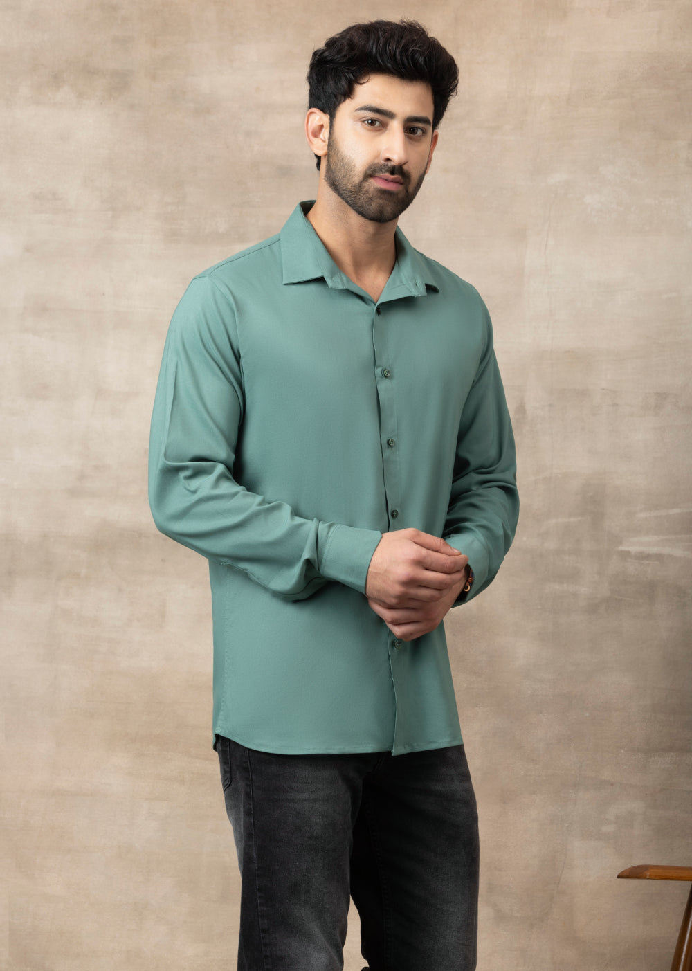 Men Classic Soft Stretchable Shirt- Mint Green