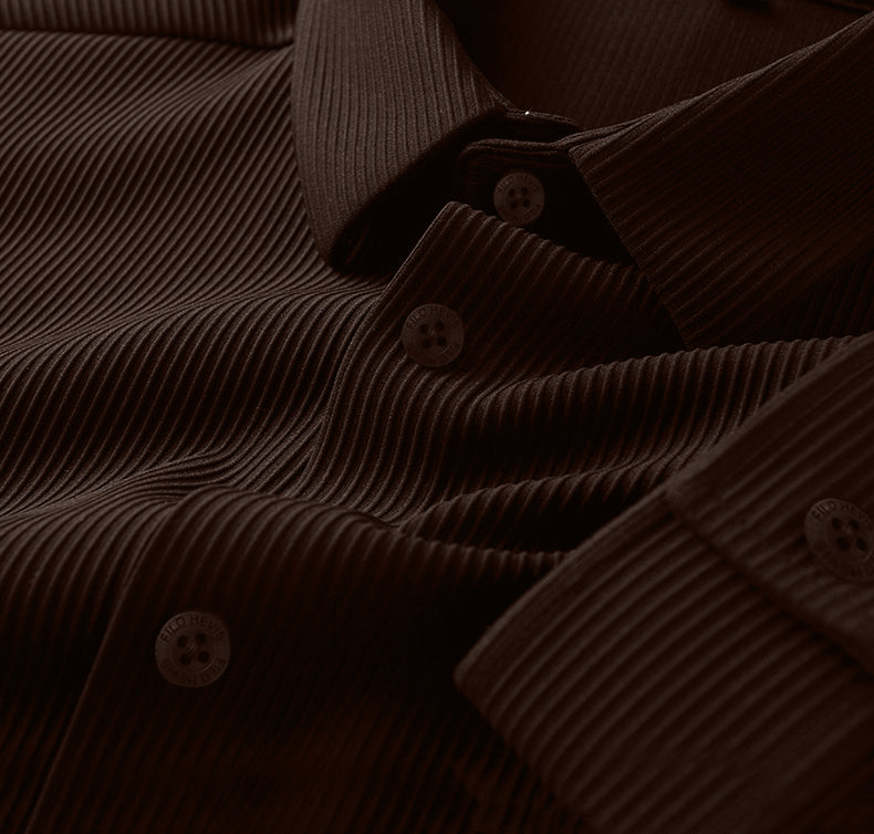 Corduroy Casual Shirts for Men Blended Fabric - Coffee
