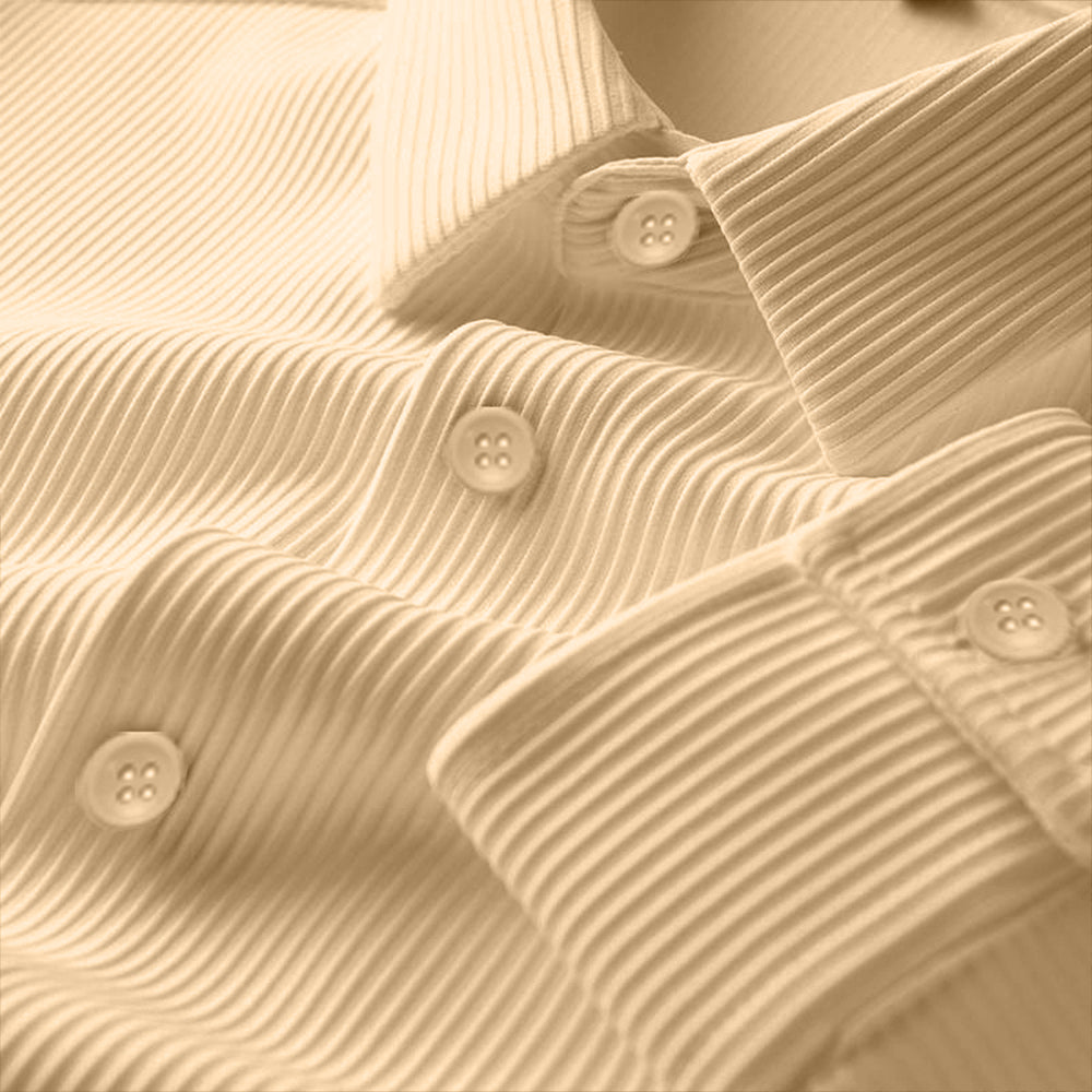 Corduroy Casual Shirts for Men Blended Fabric - Cream
