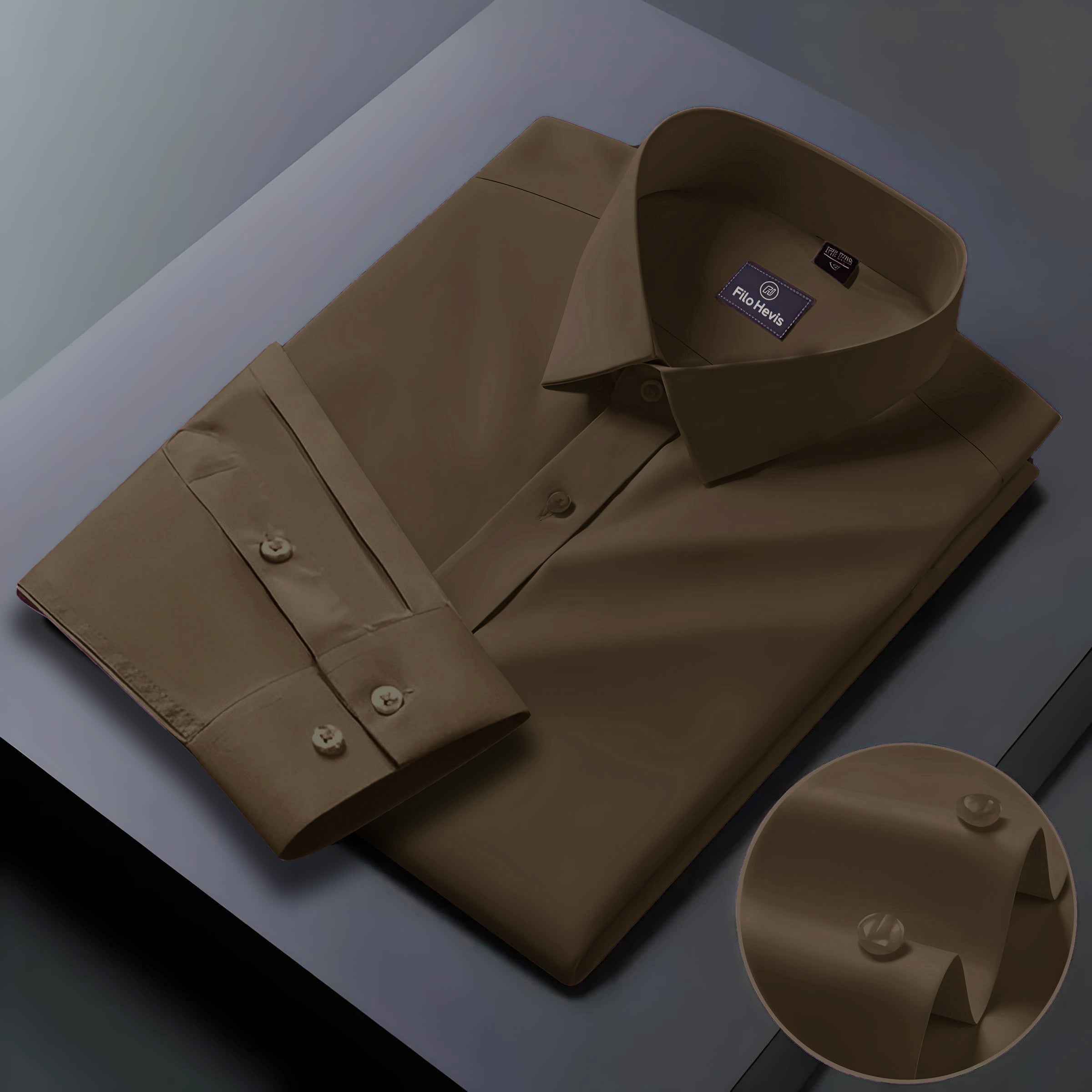 Men's Formal Regular Fit Cotton Full Sleeve Shirt- BROWN