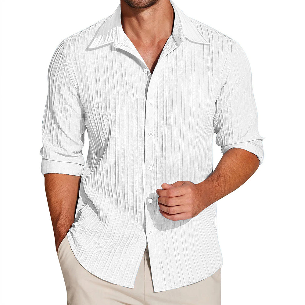 Crushed Self Stripe White Shirt