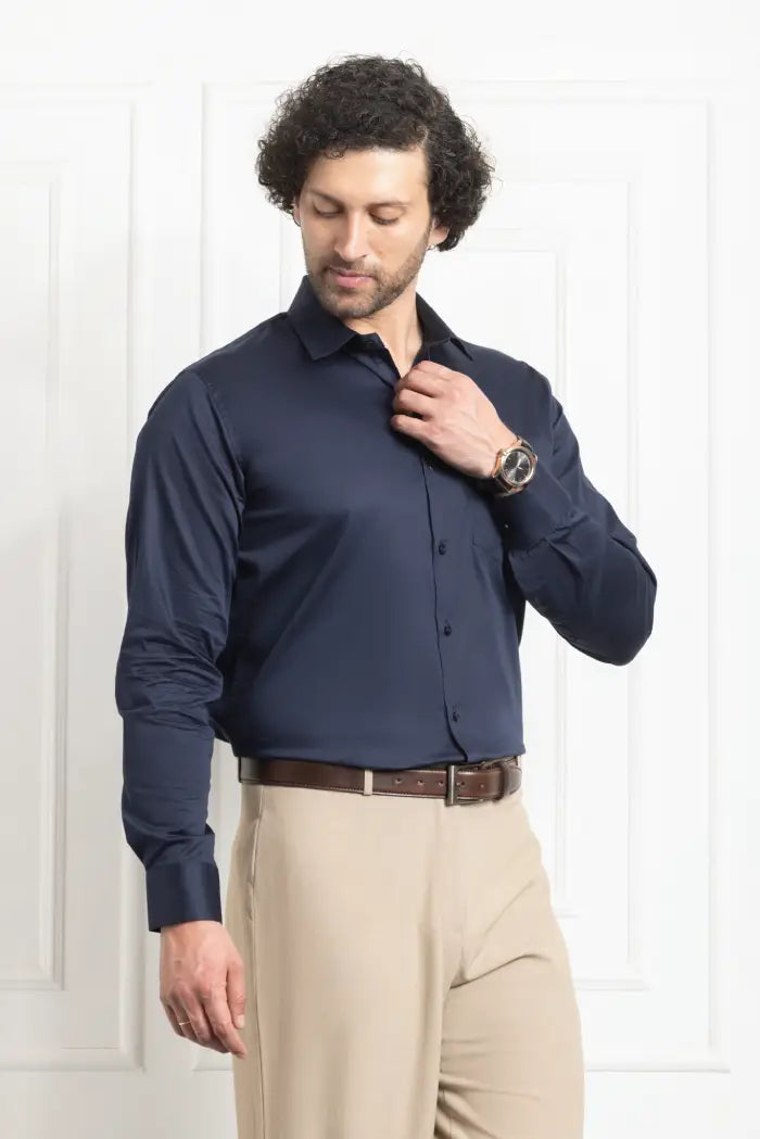 Single Pocket Formal Shirts - Navy Blue