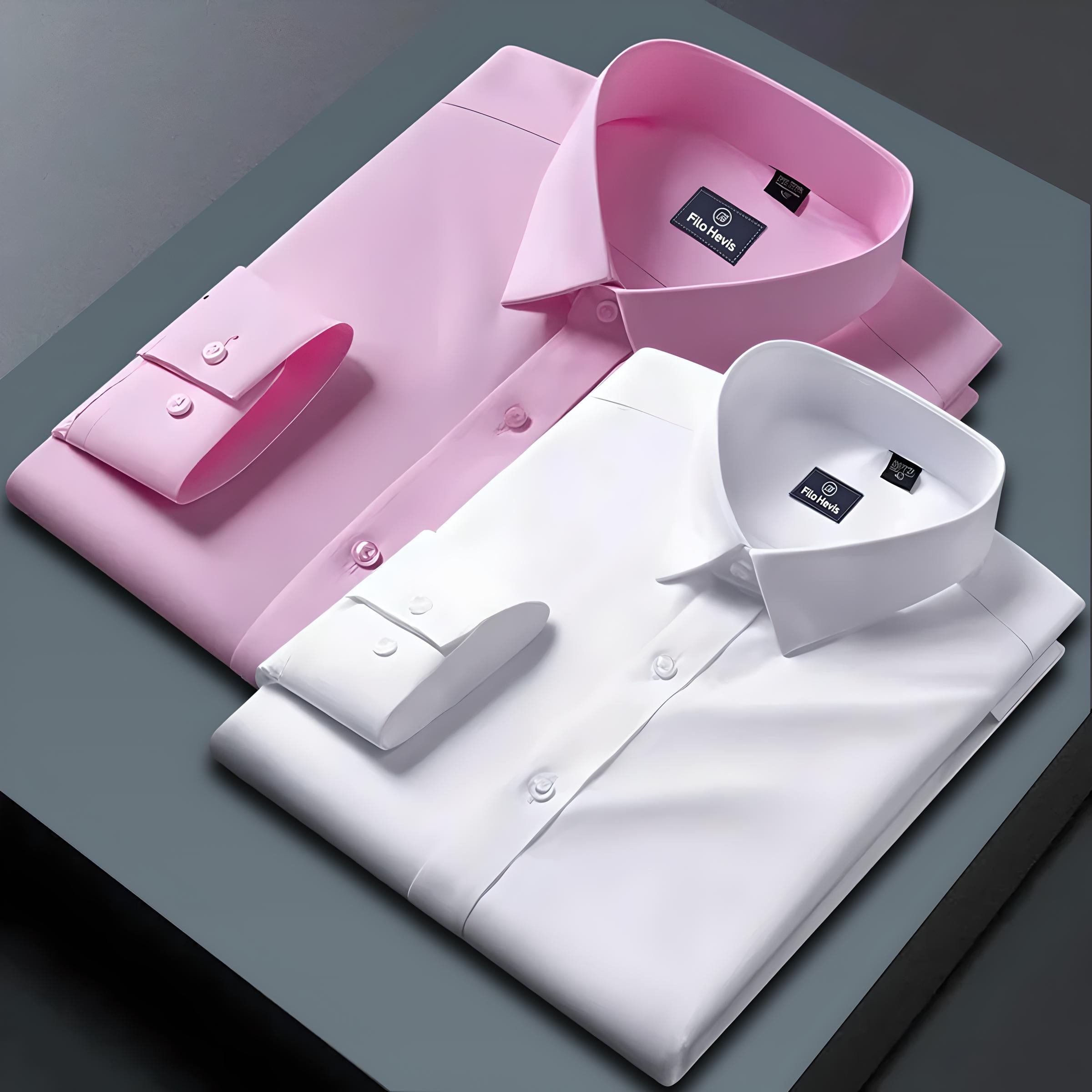 Combo of 2 Formal shirts Light Pink & White Colour