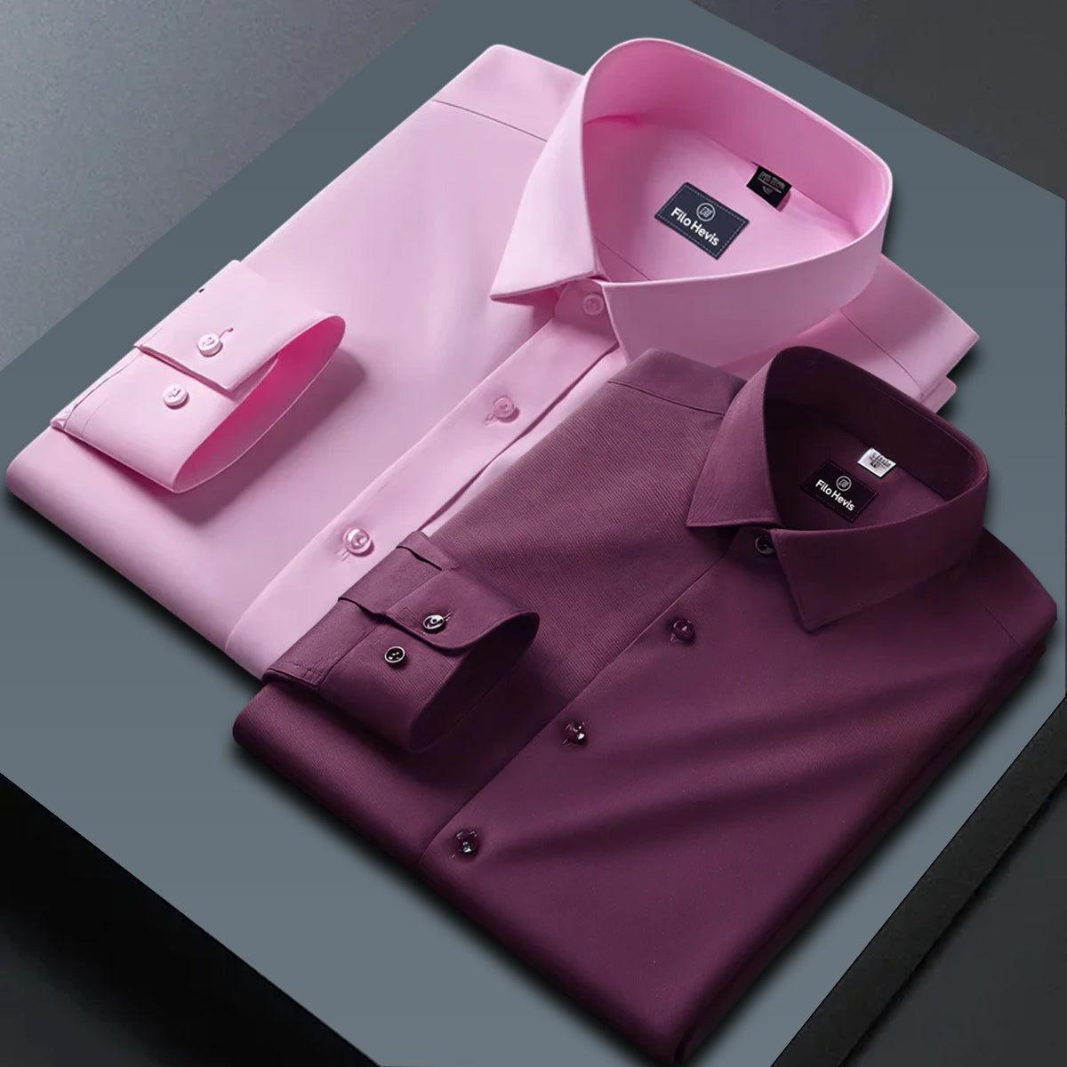 Combo of 2 Formal shirts Light Pink & Wine Colour