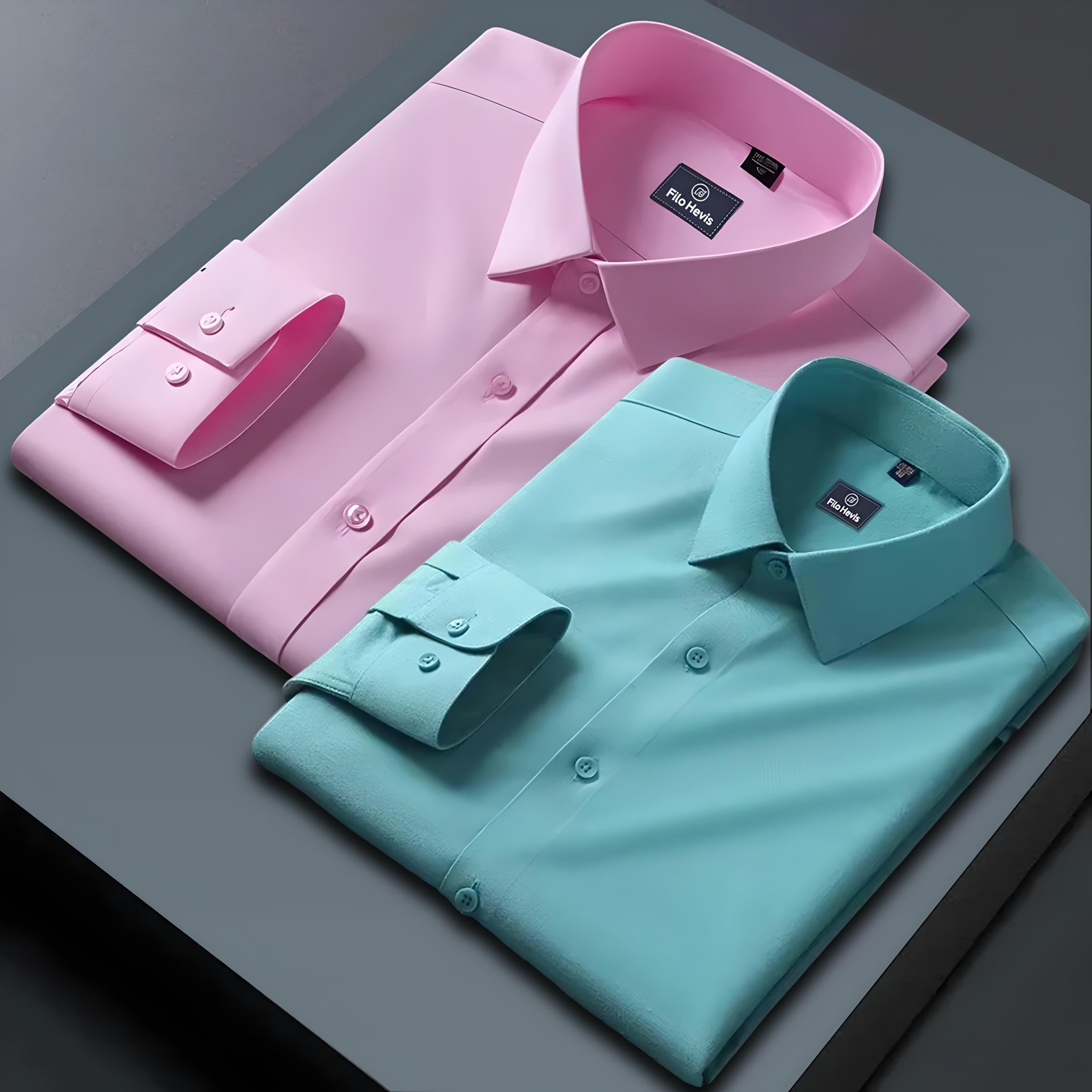 Combo of 2 Formal shirts Light Pink & Sea Green Colour