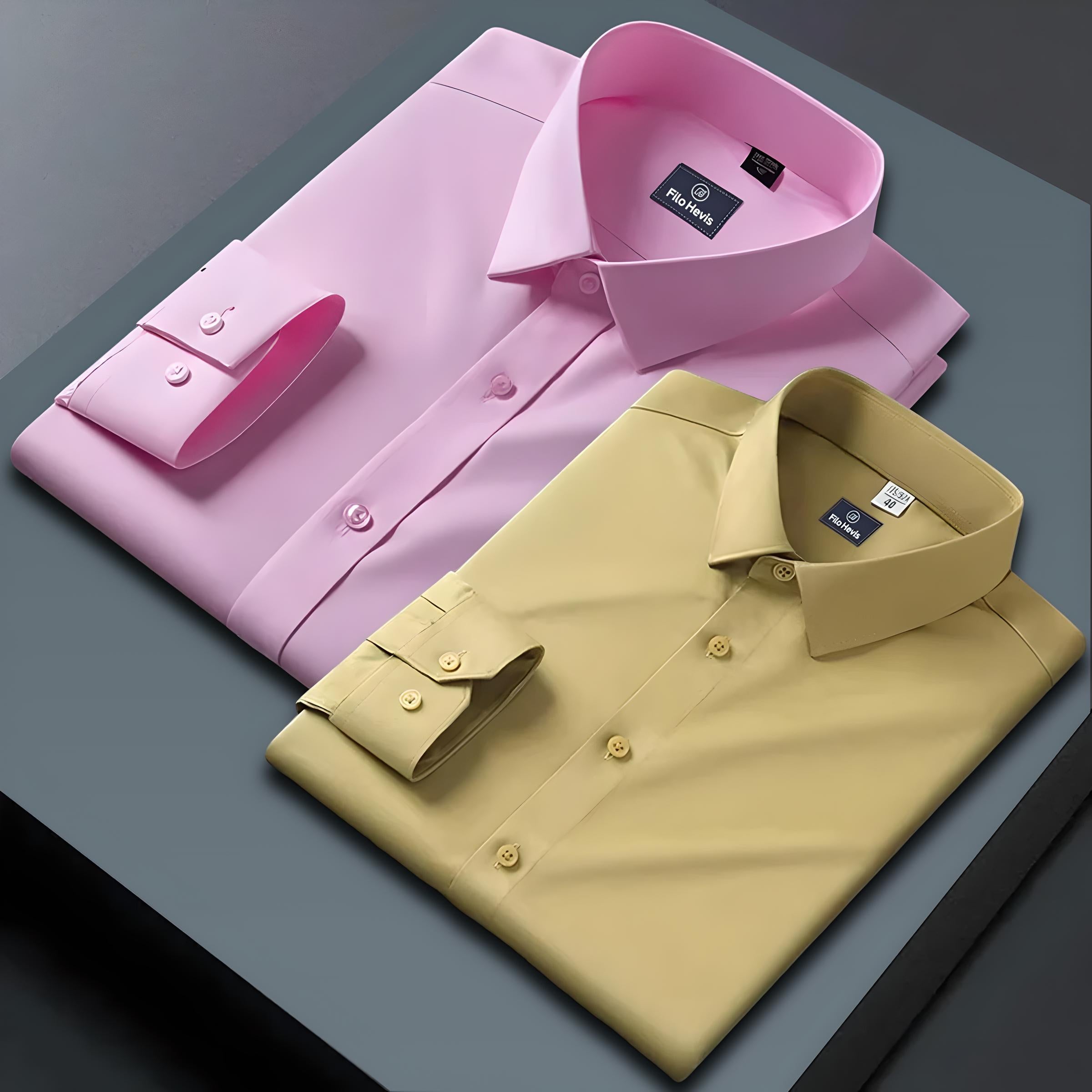 Combo of 2 Formal shirts Light Pink & Yellow Colour